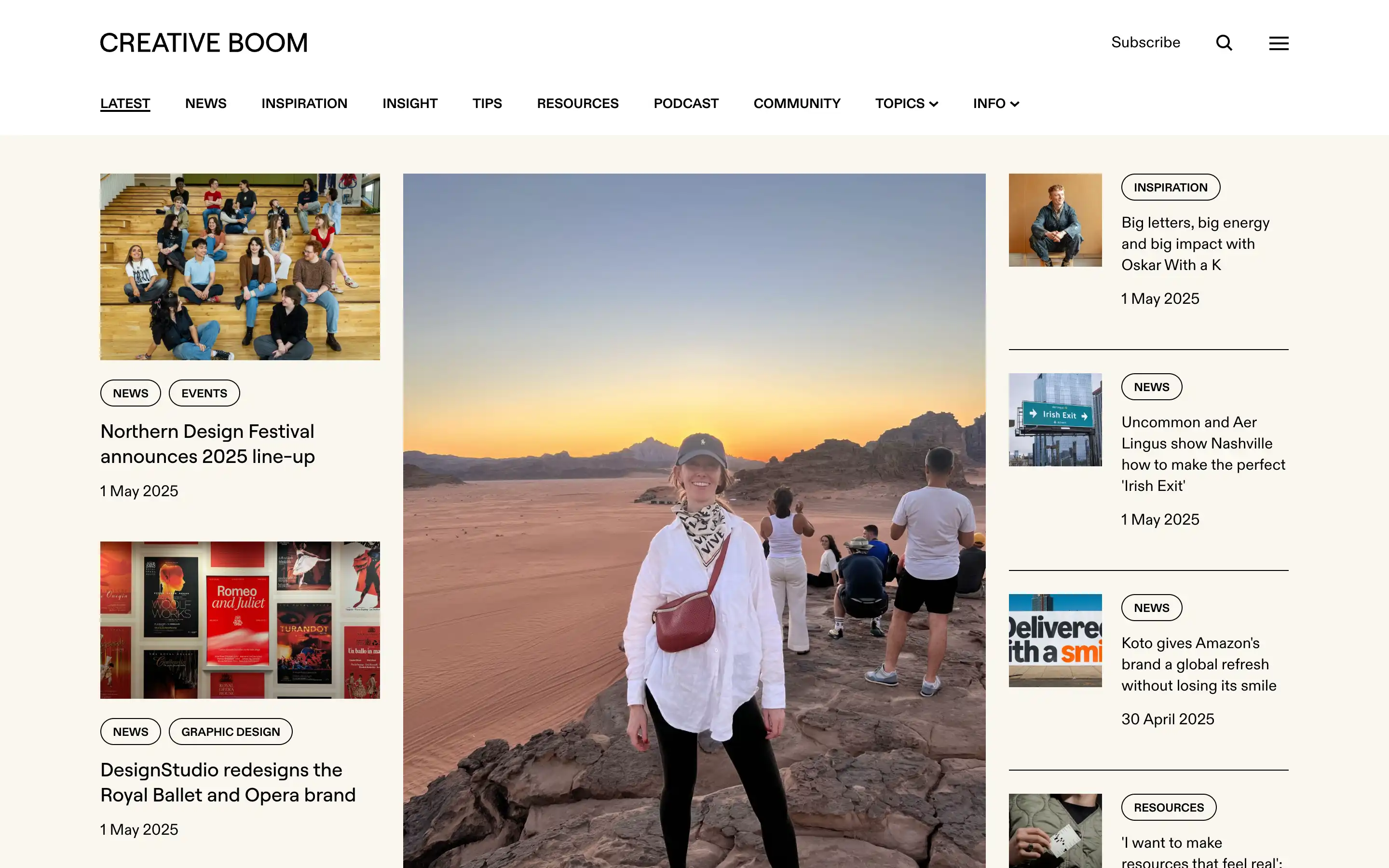 Homepage of Creative Boom magazine website.