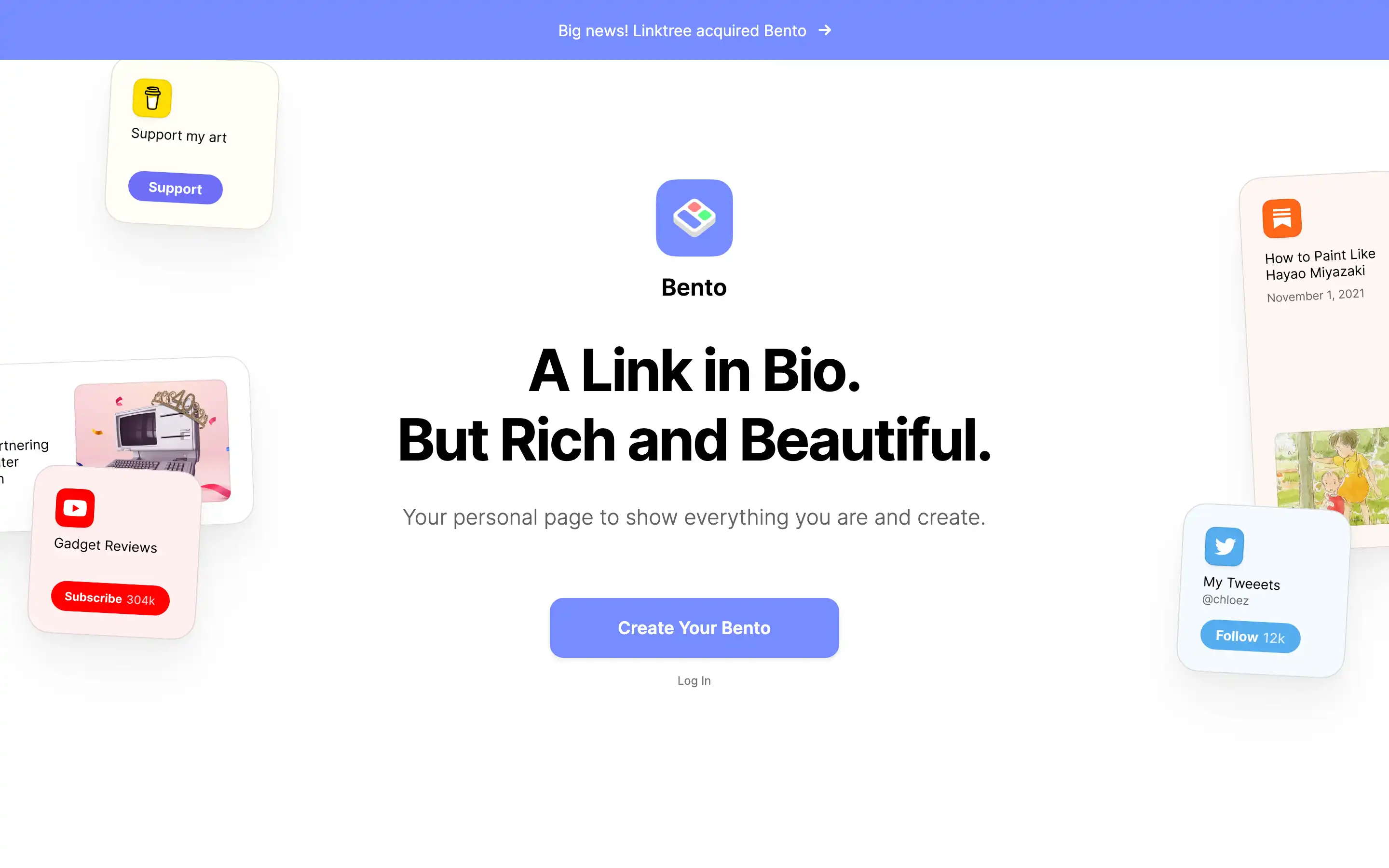 Bento: Create personal, rich bio link pages.