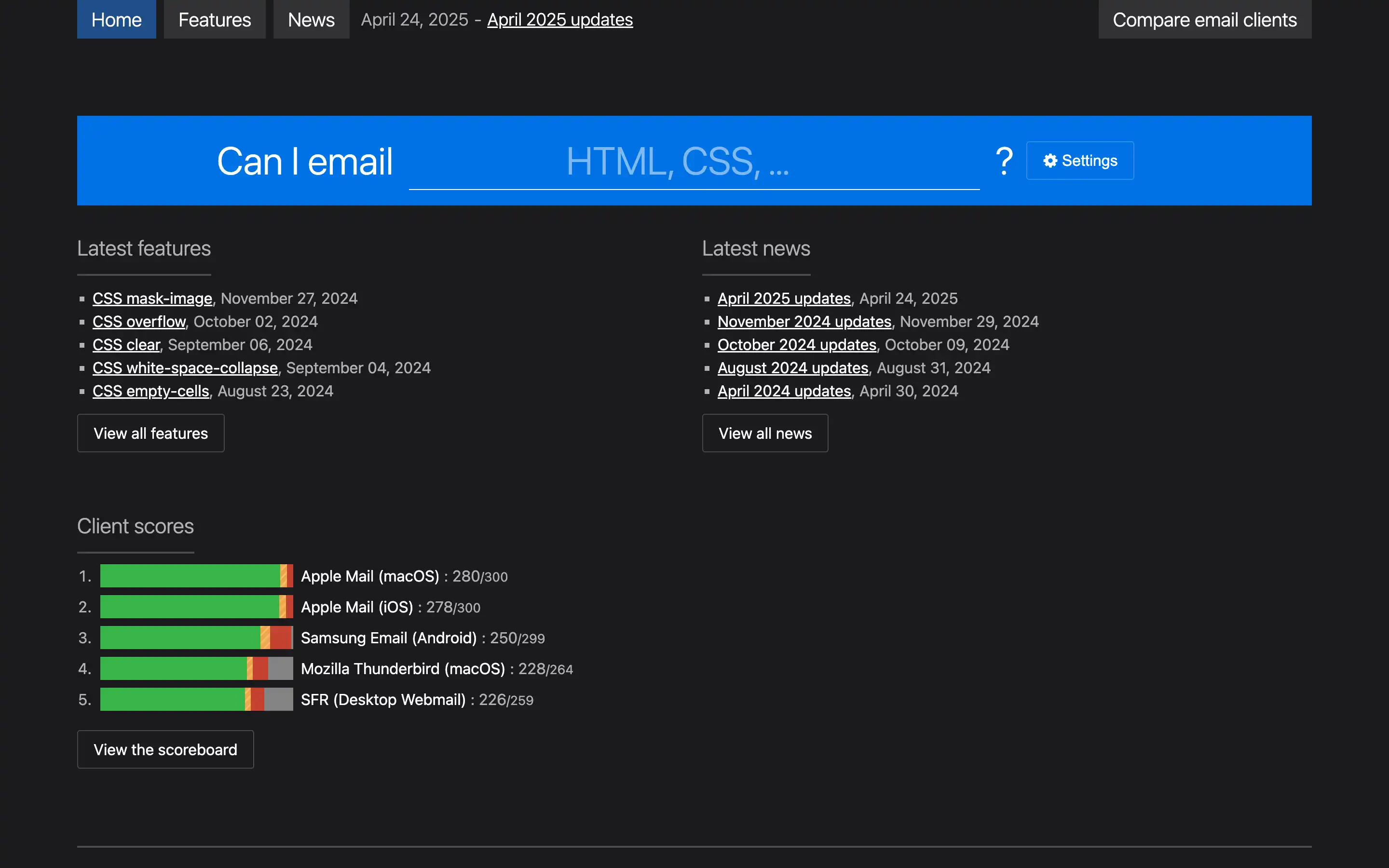 Email client compatibility and updates overview.