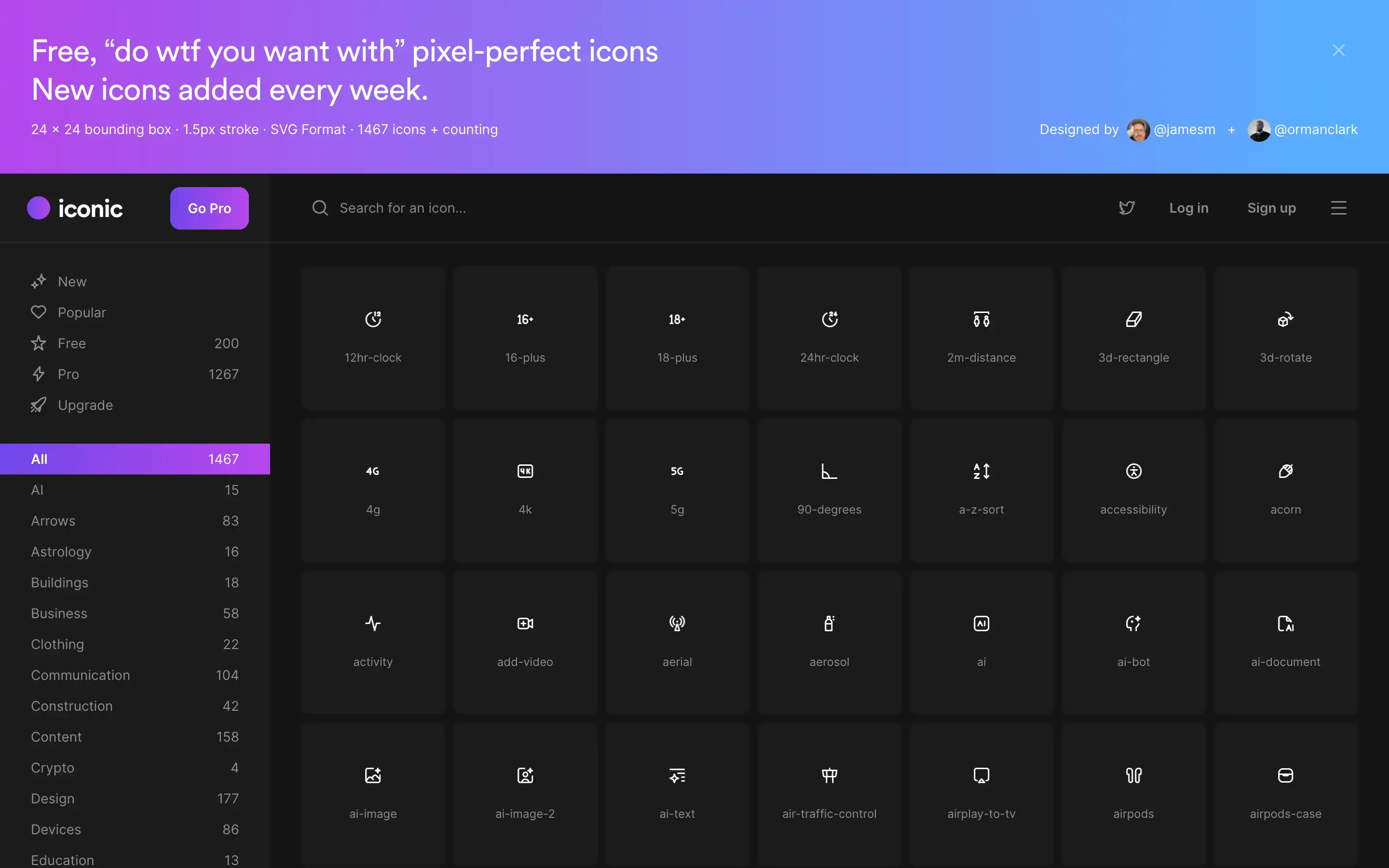 Iconic — Free “do wtf you want with” pixel-perfect icons - Fountn