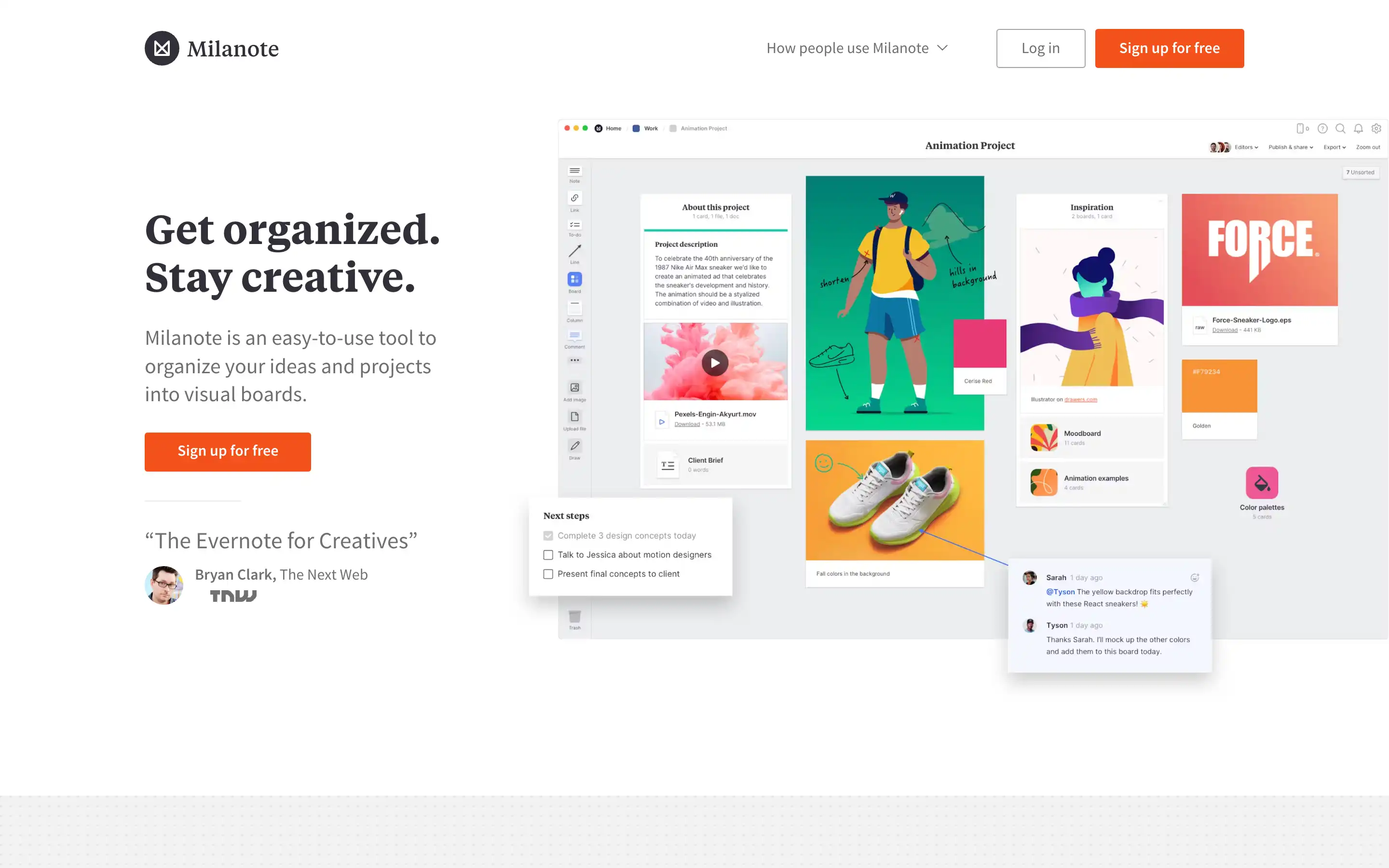 Milanote tool for organizing creative projects visually