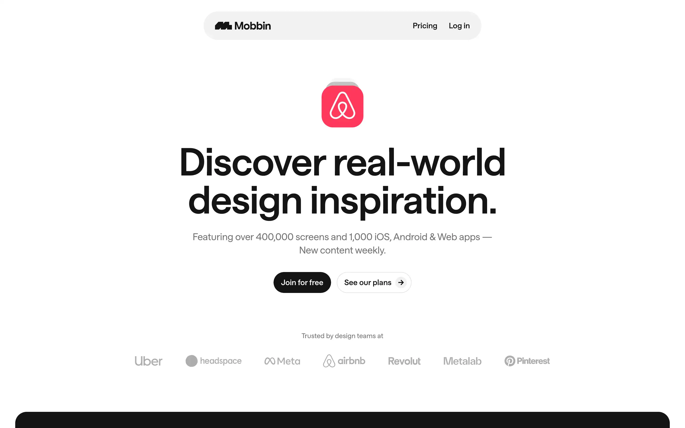 Discover design inspiration with Mobbin platform.