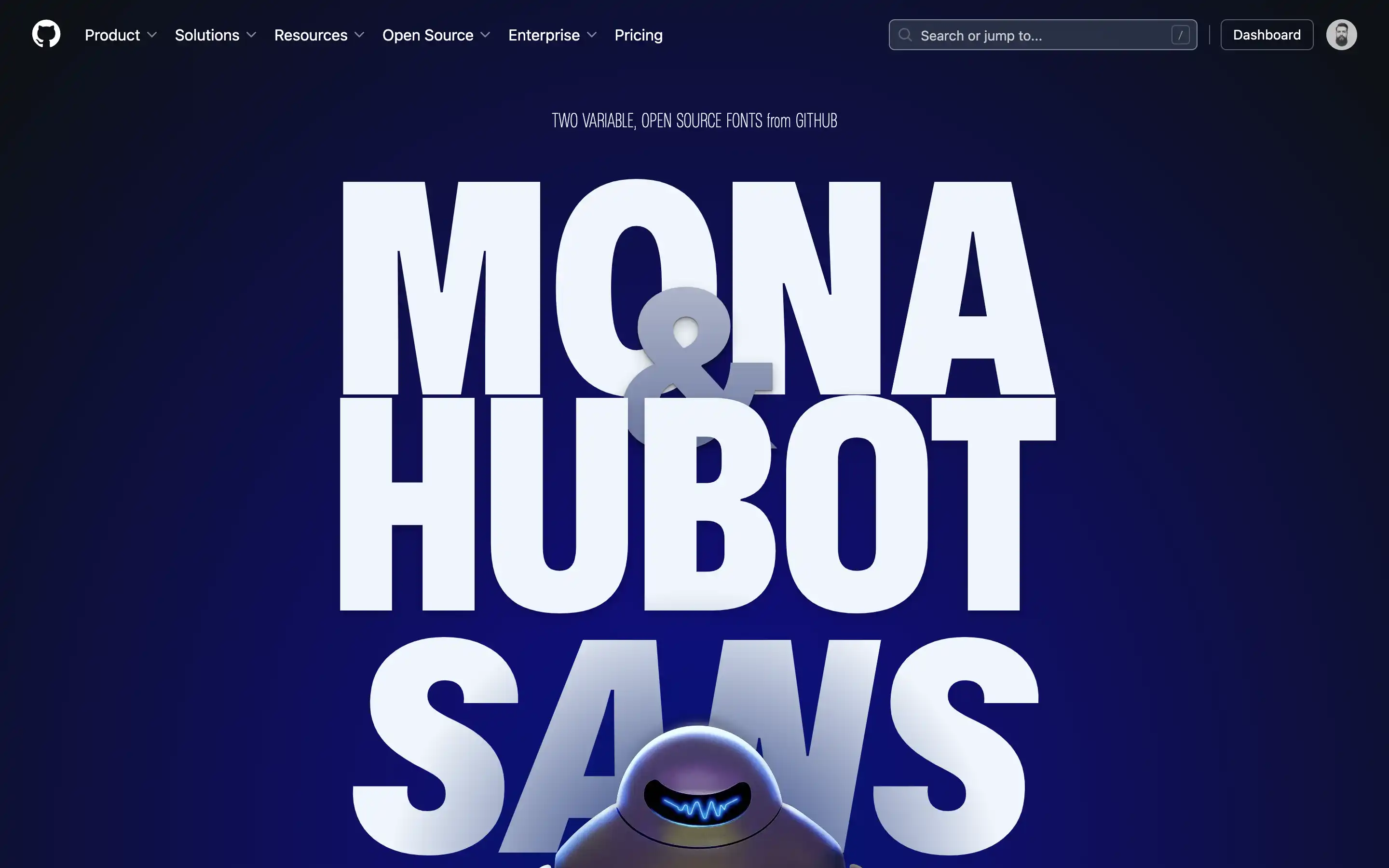 GitHub Mona Hubot Sans fonts promo