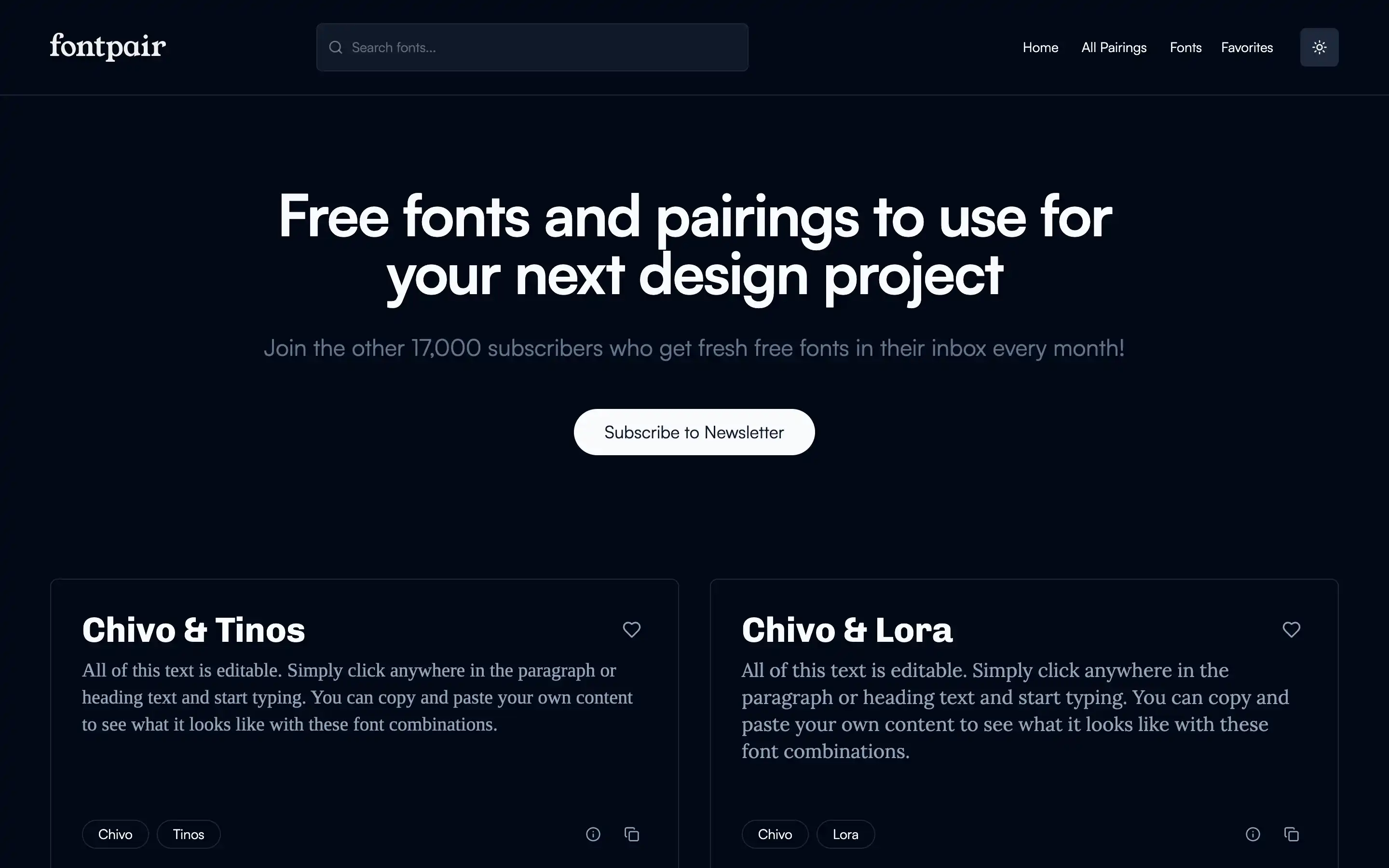 Free fonts for design projects with newsletter subscription.