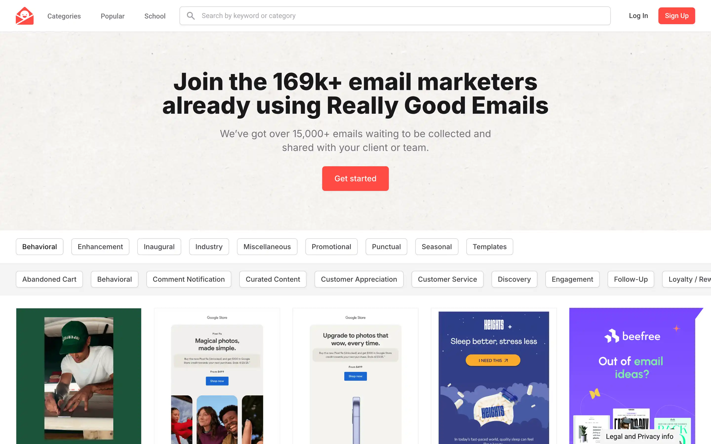 Email marketing site with sample email templates.