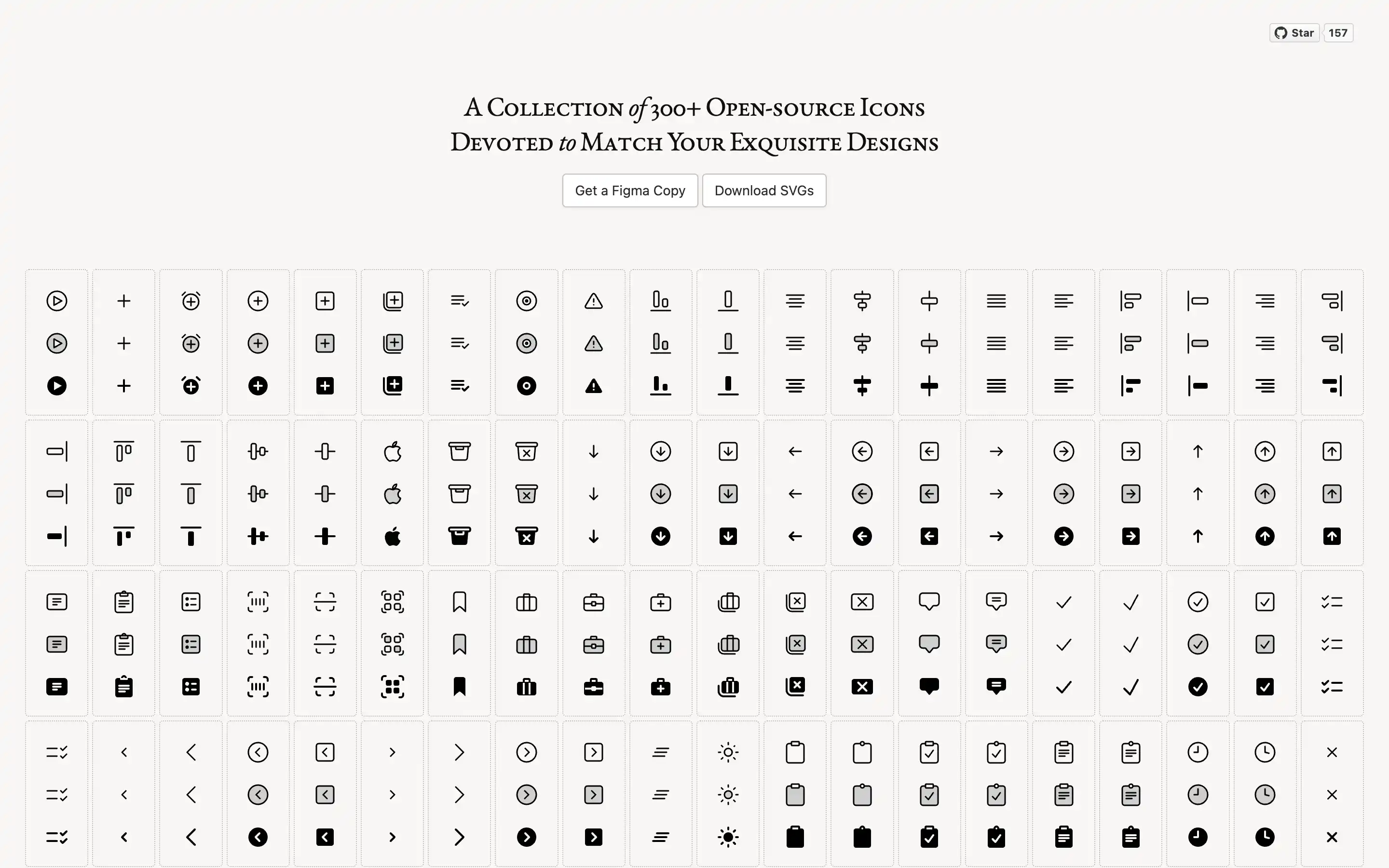 Grid of open-source design icons for free download.