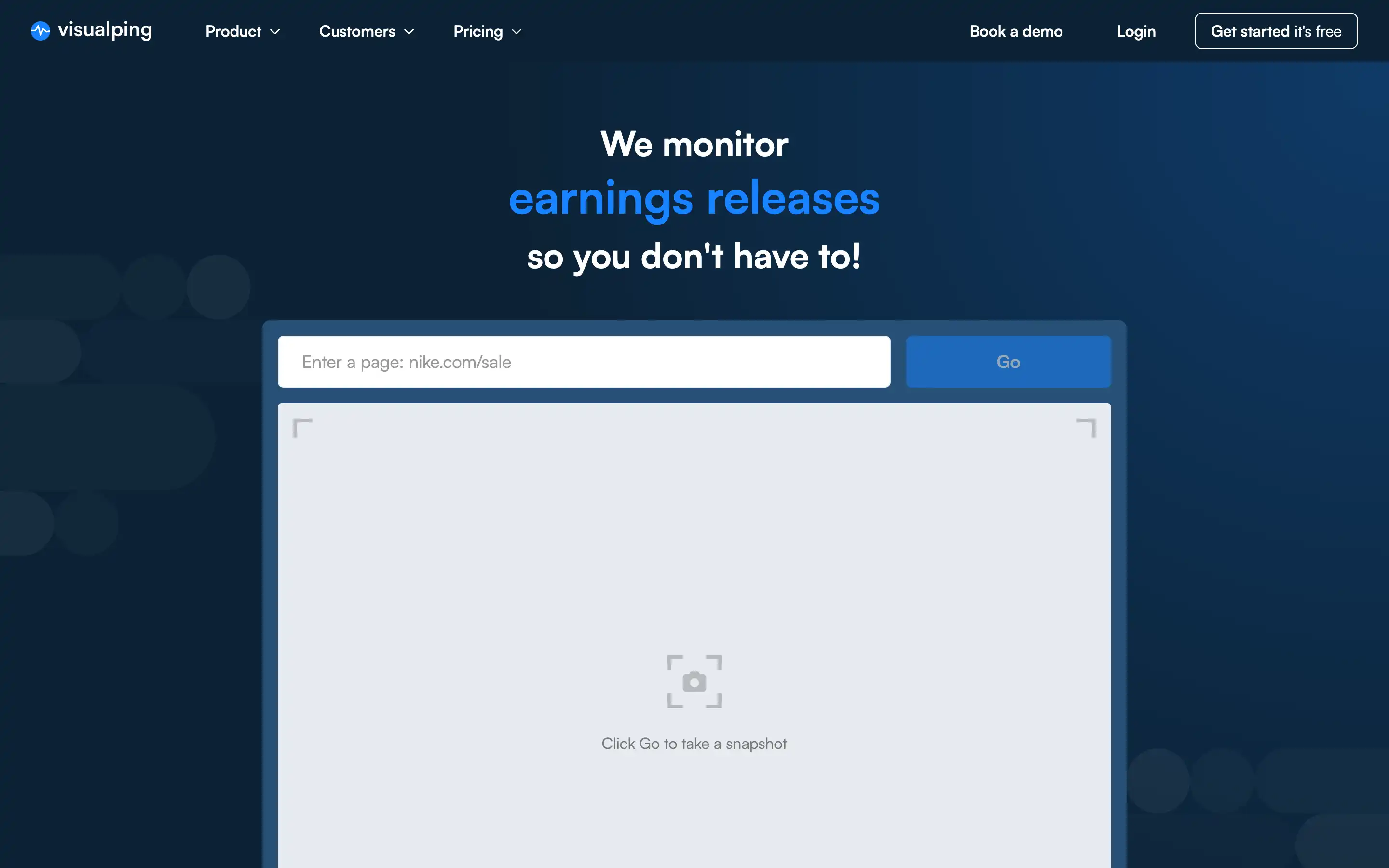 Visualping website monitors earnings releases for updates.