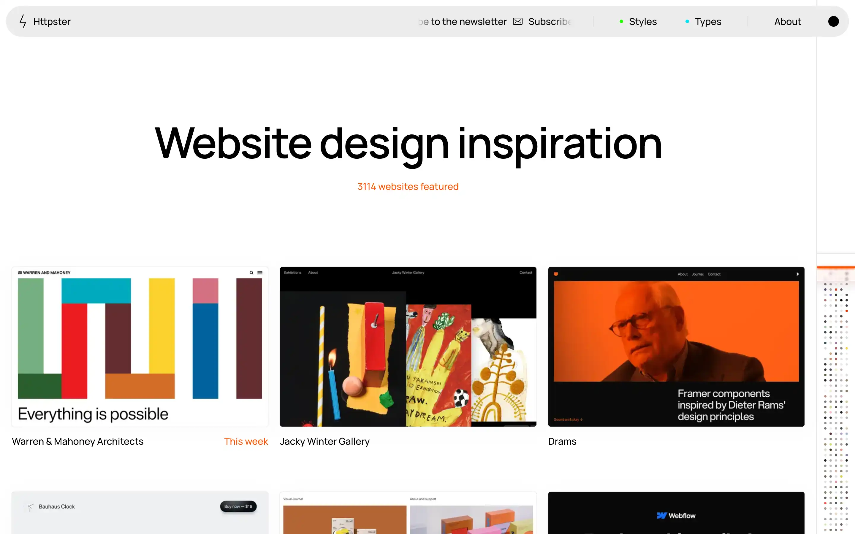 Modern website design inspiration gallery screenshot
