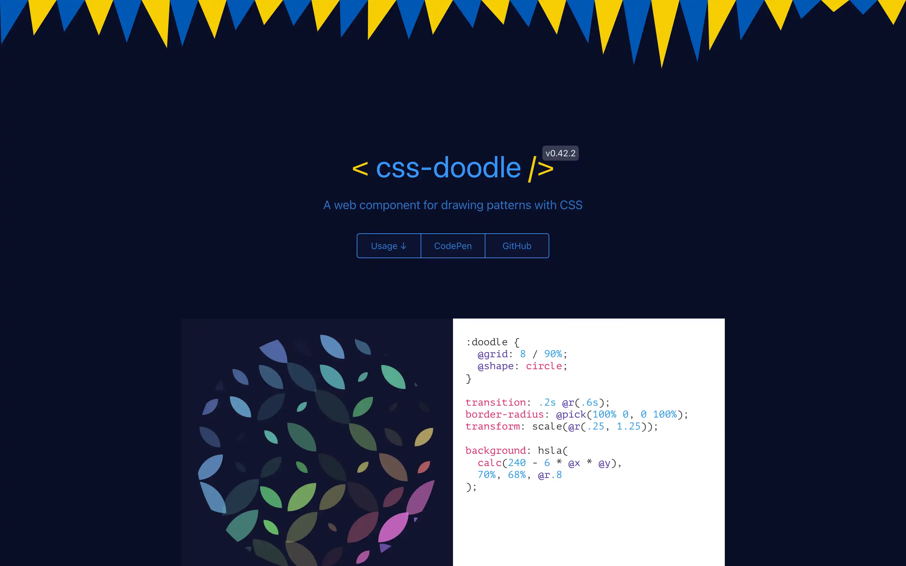 CSS-Doodle web component for pattern creation