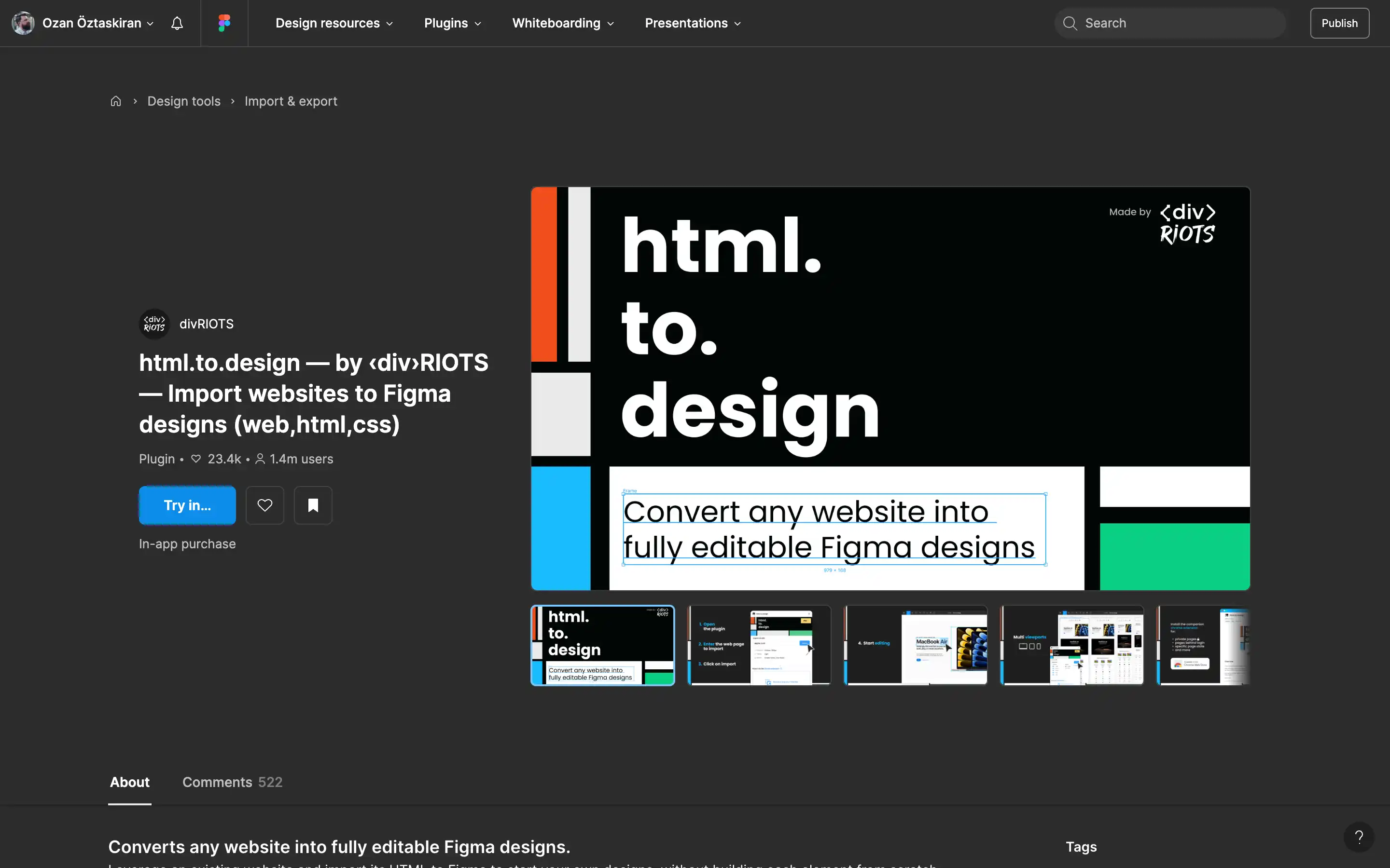 Convert websites to editable Figma designs plugin.
