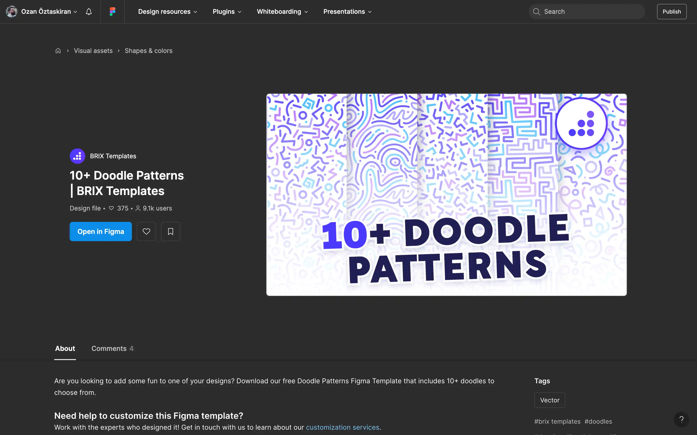 Doodle patterns design template advertisement for Figma.