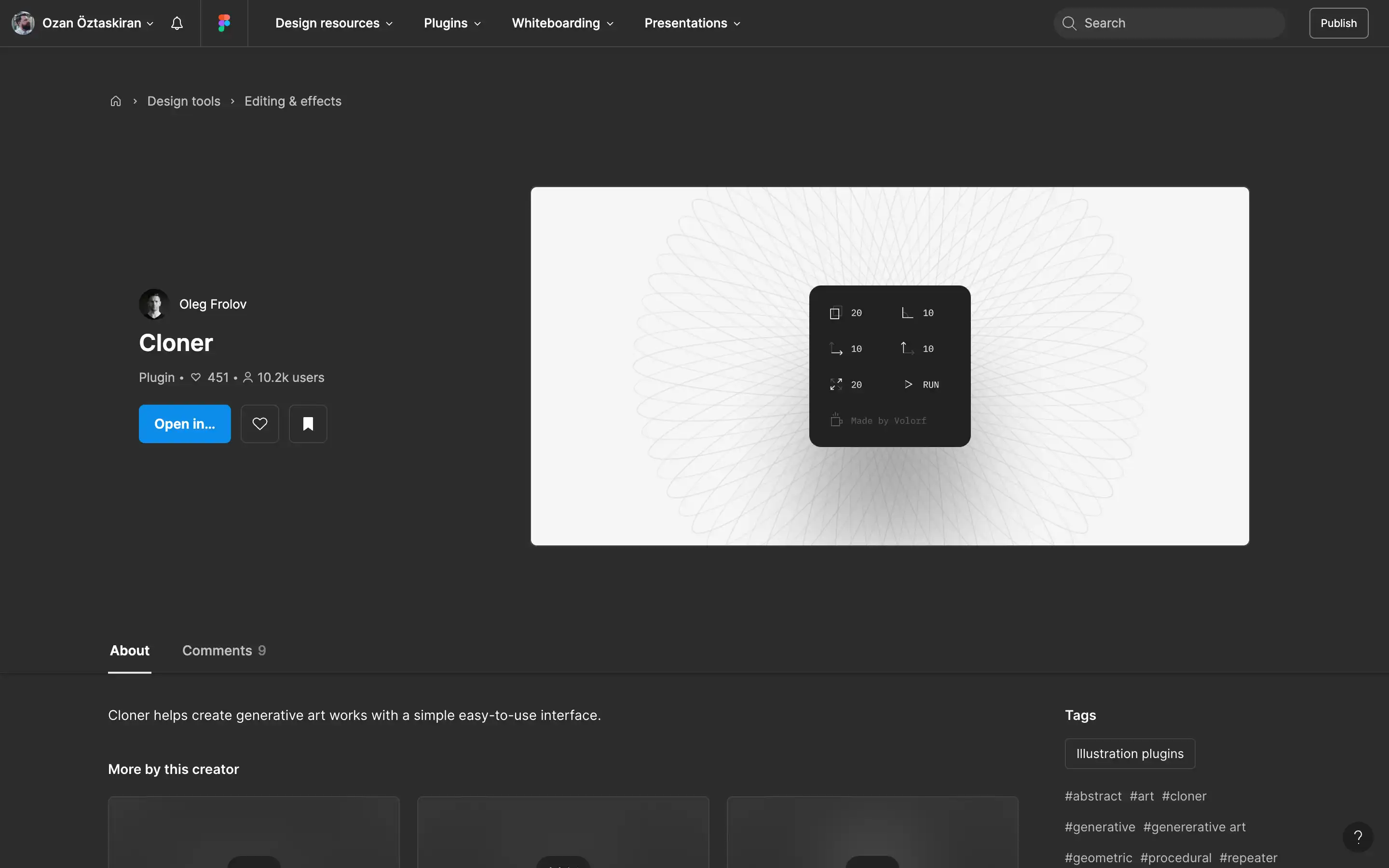 Figma plugin Cloner interface screenshot