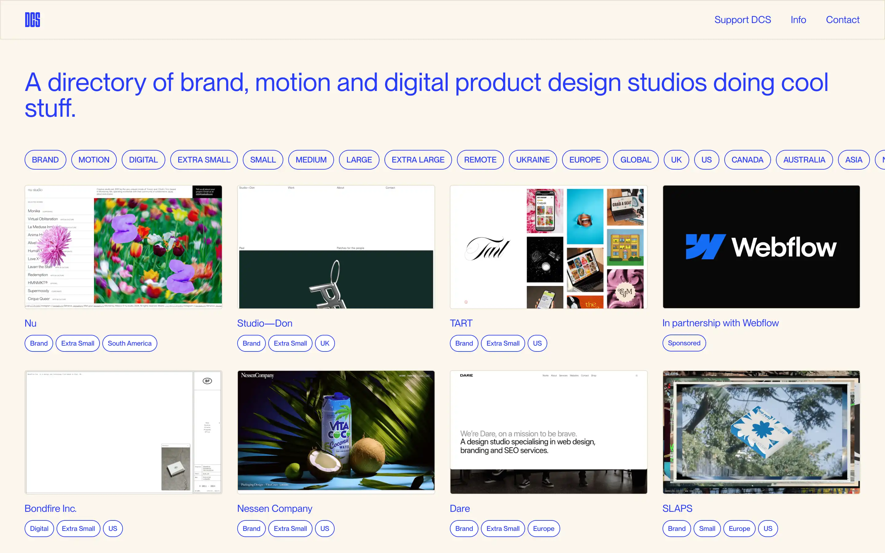 Directory of creative design studios and projects