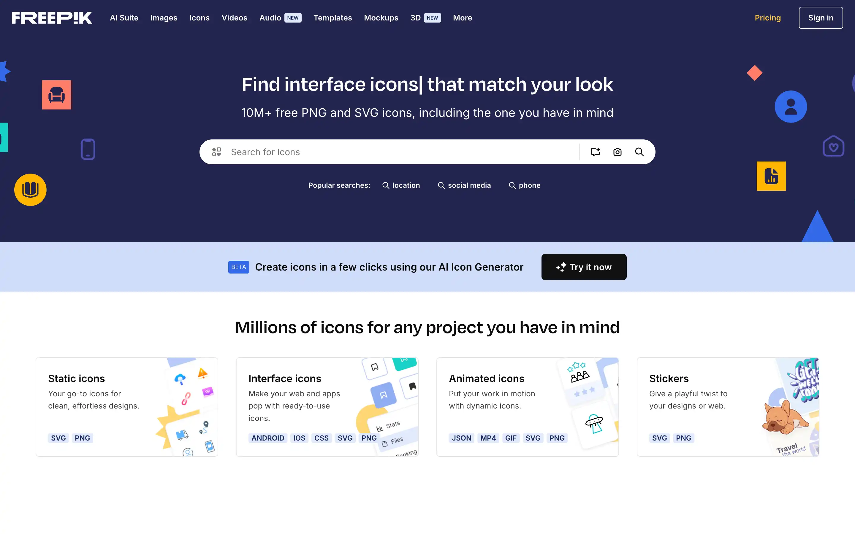 Free icons and design tools for web projects.