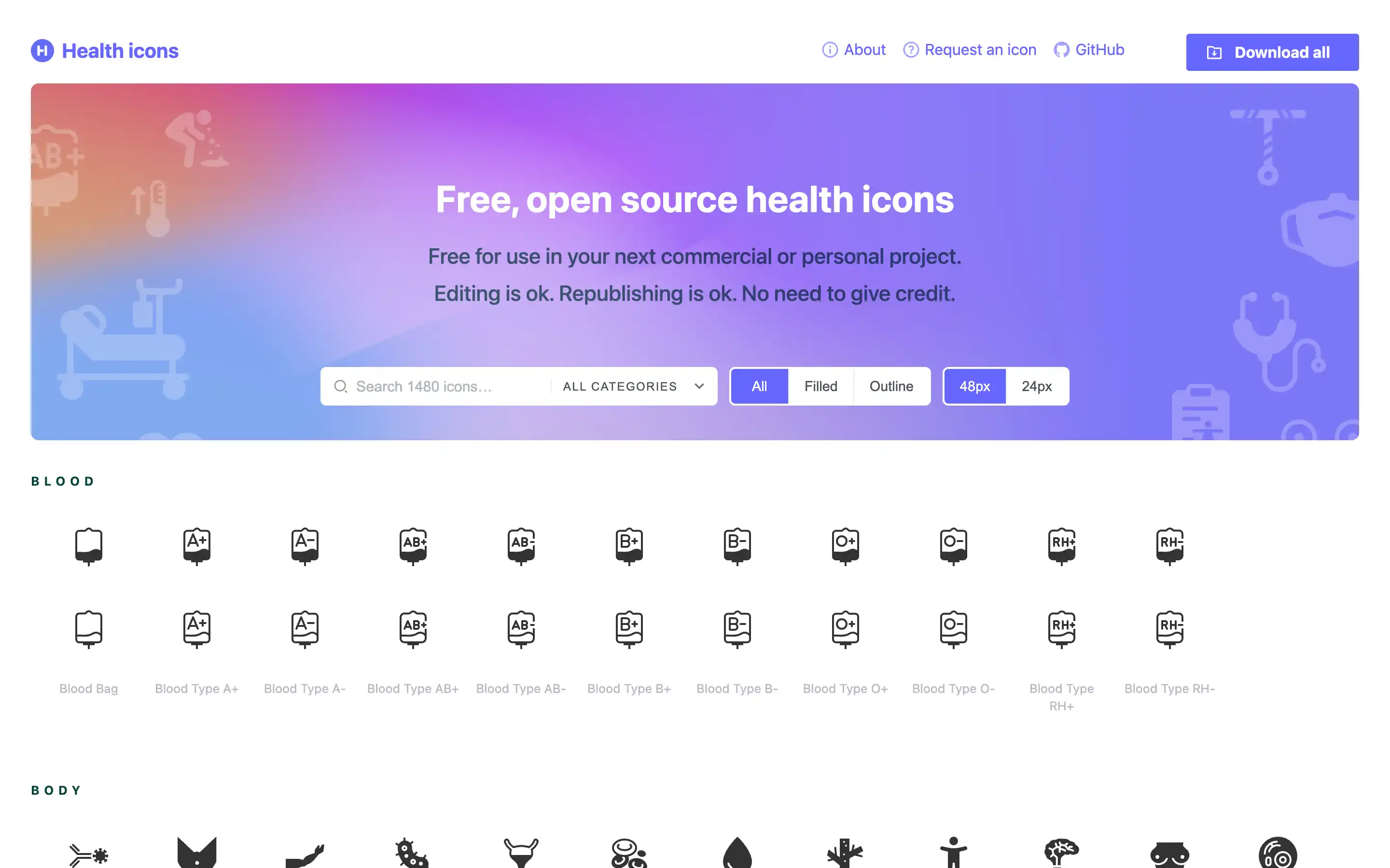 Free open-source health icons for projects, download available.