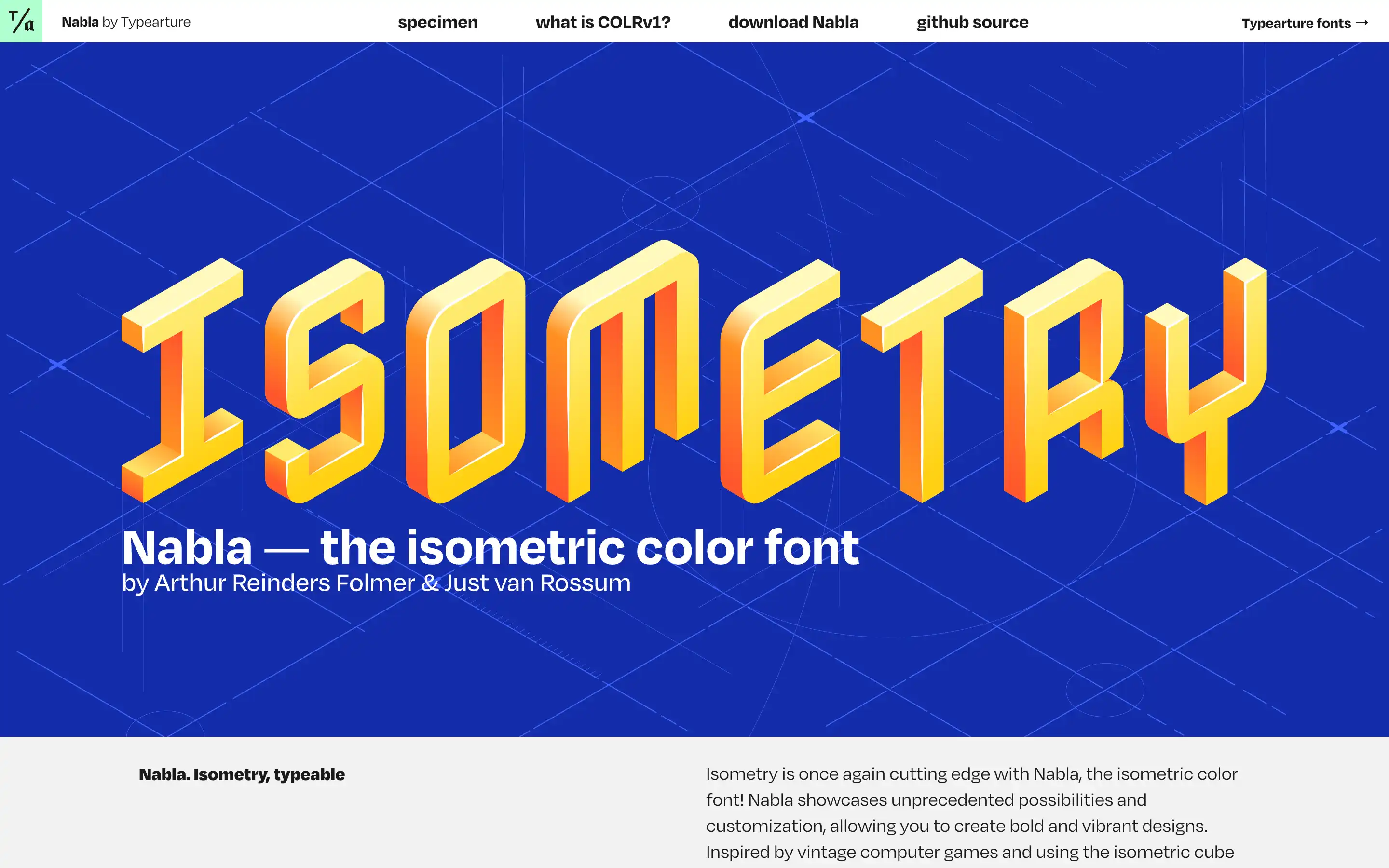 ISOMETRY font promo by Nabla and Typearture.