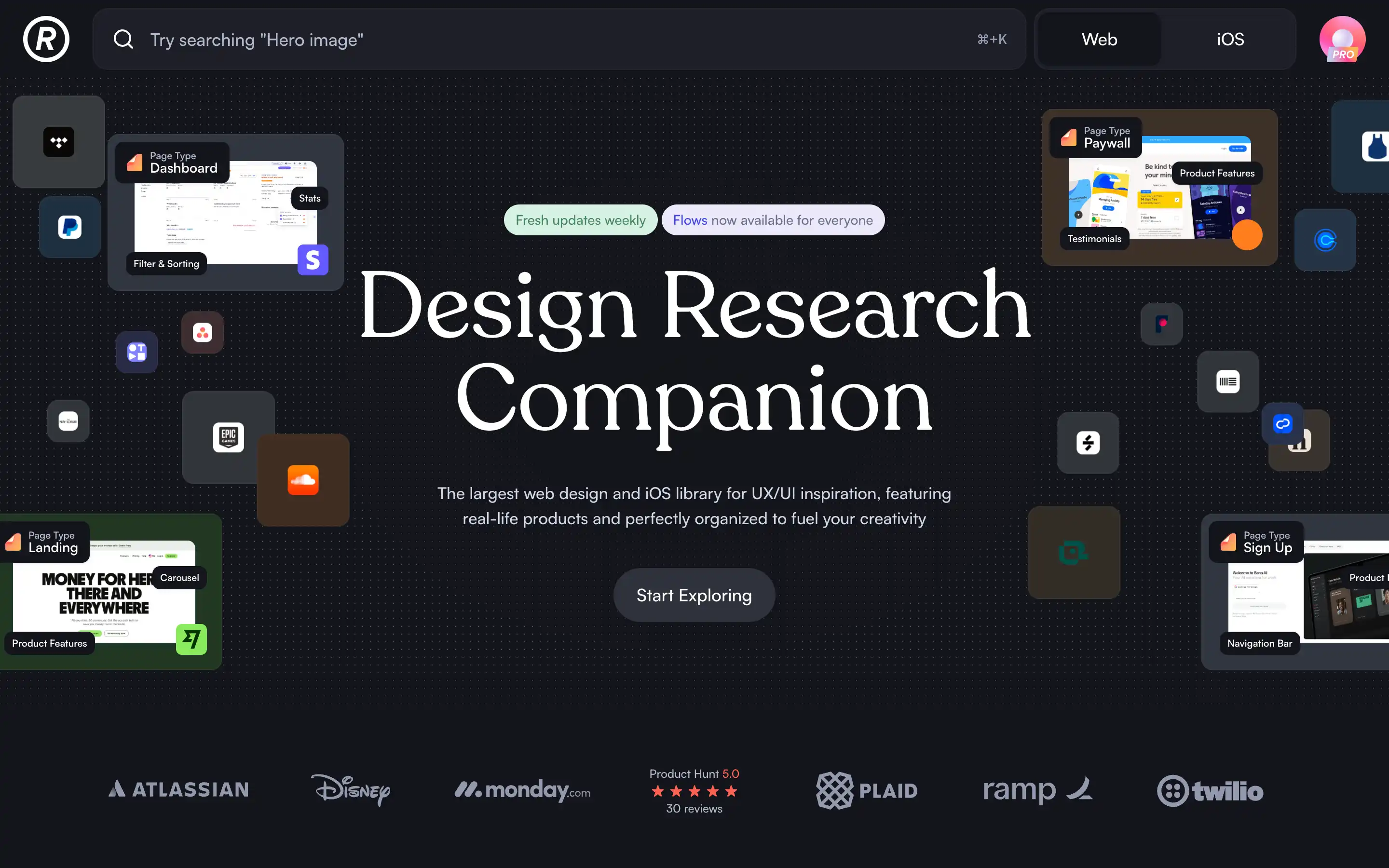 Design Research Companion for UX/UI inspiration library.