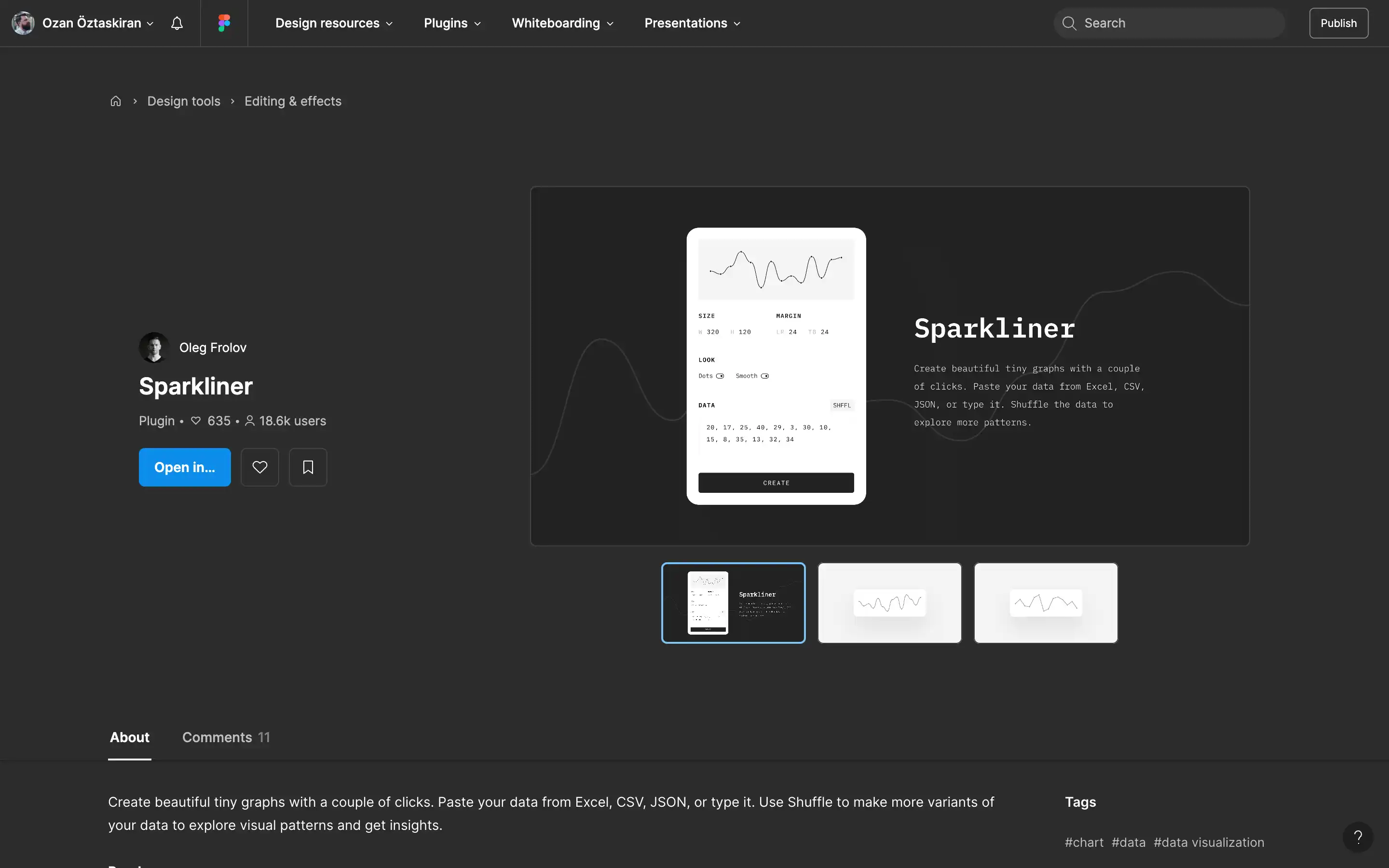 Sparkliner plugin interface for creating tiny graphs.