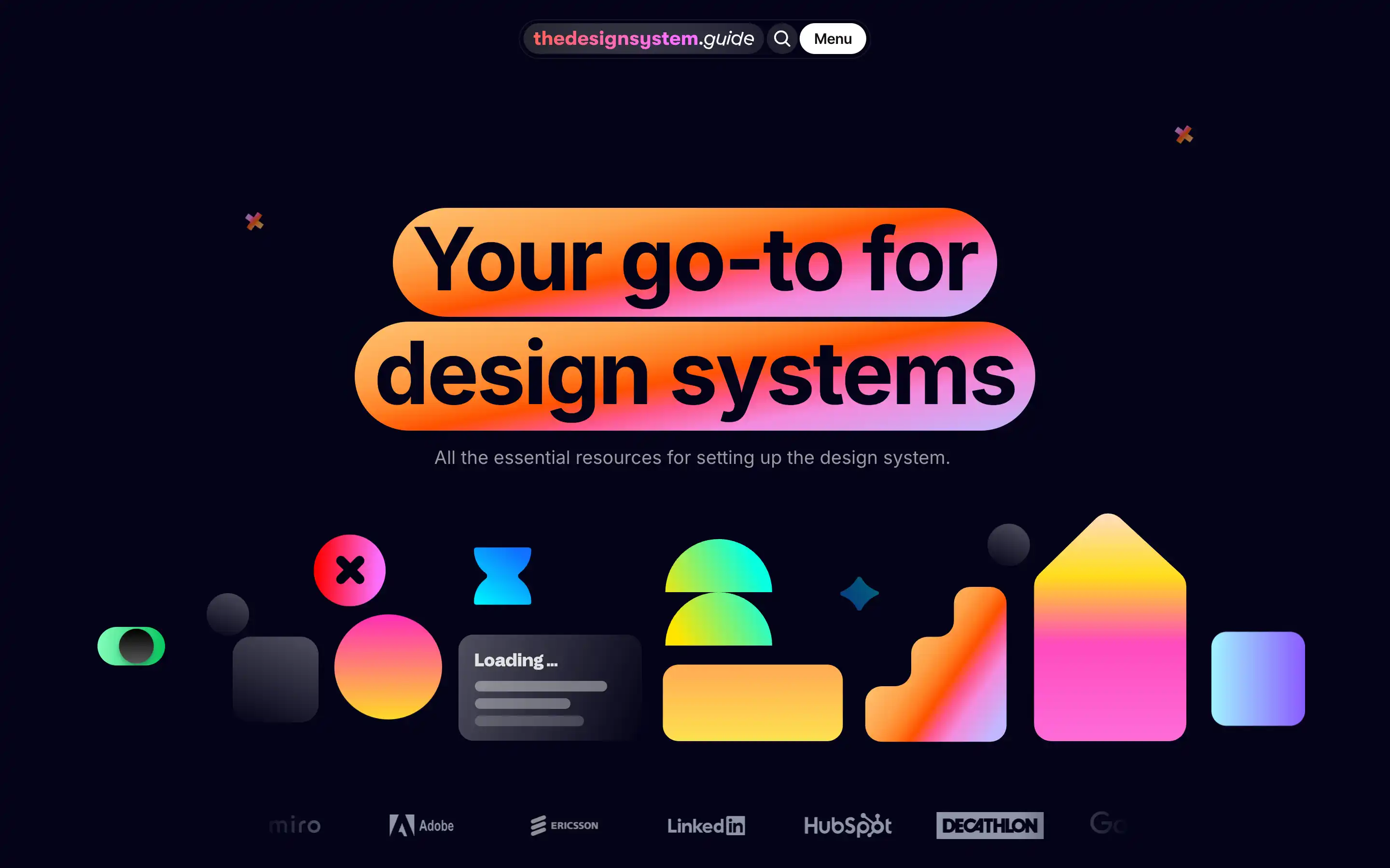 Graphic promoting design system resources.