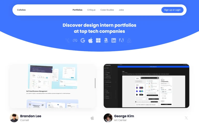 Cofolios | Design Portfolios from Top Tech Interns