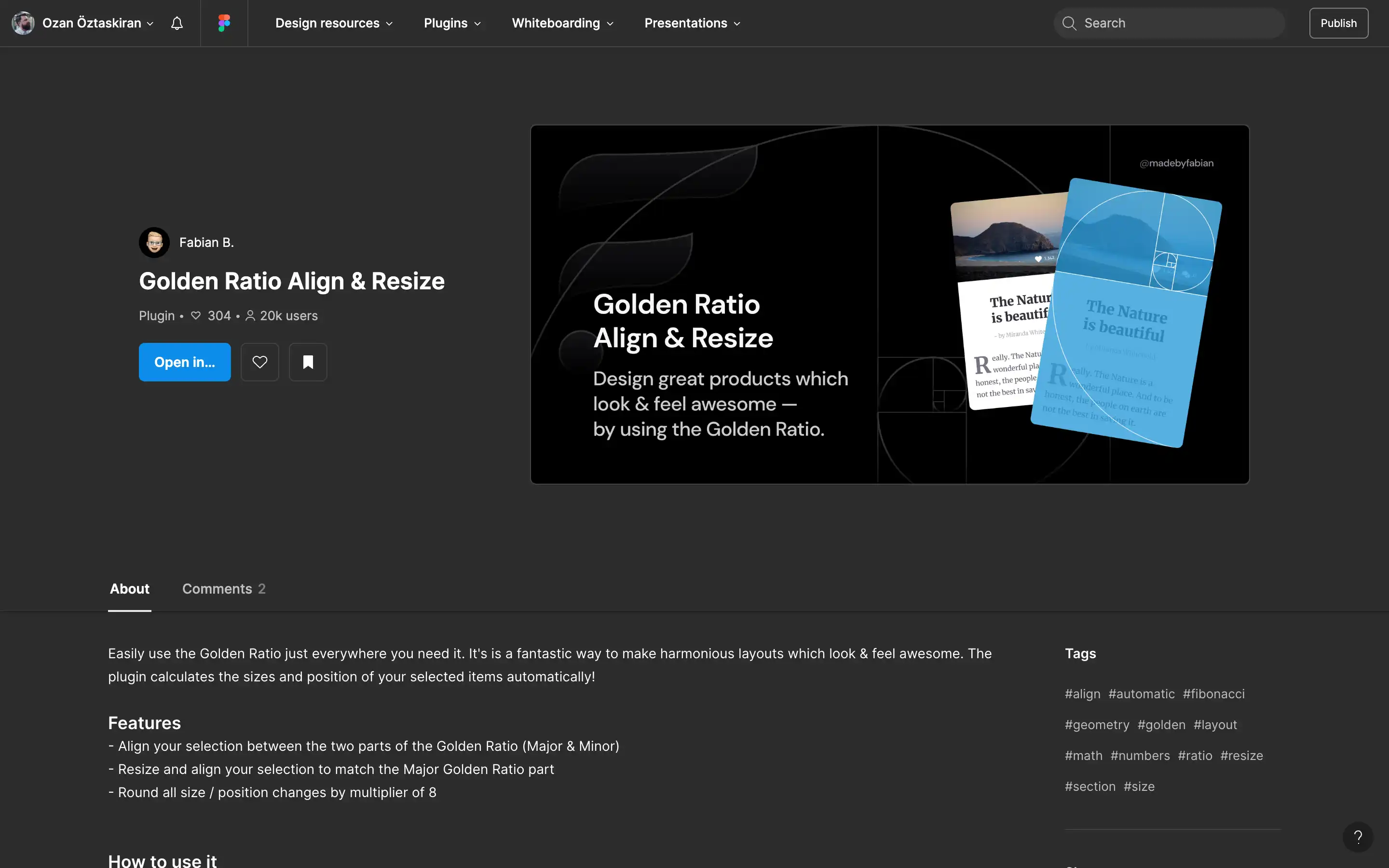 Golden Ratio Align & Resize plugin overview.