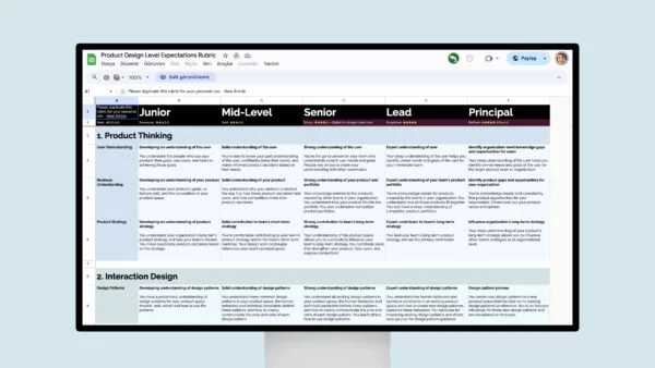 Product Design Level Expectations Rubric