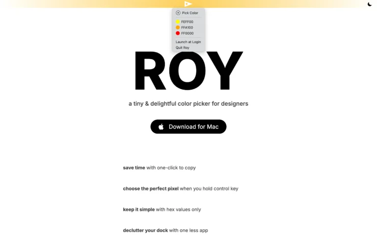 Roy — a tiny & delightful color picker for designers