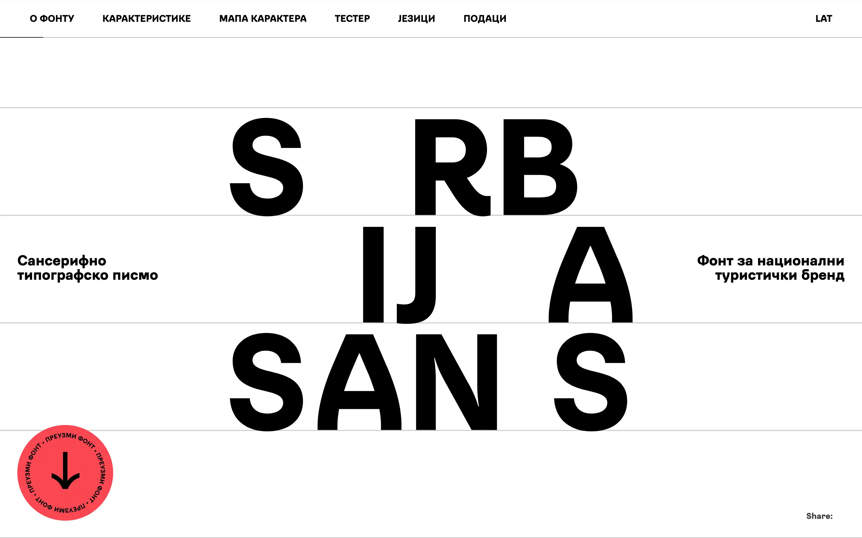 Serbian sans-serif font display with download option.