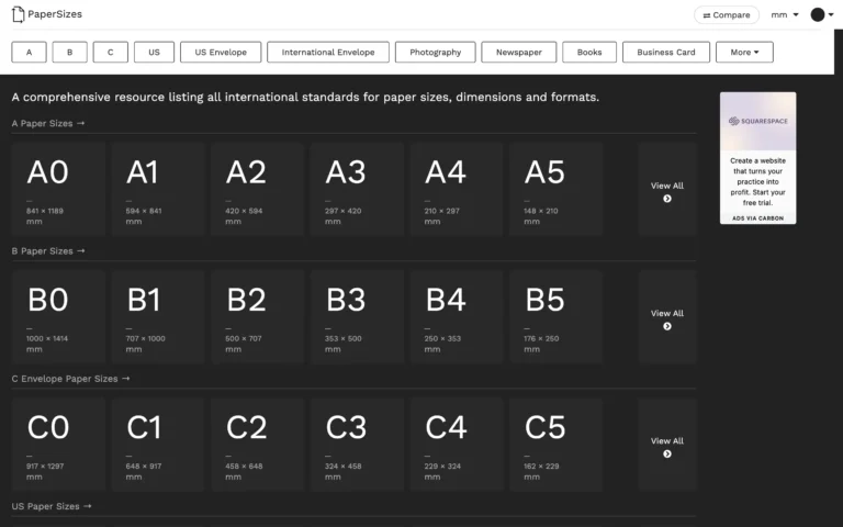 Paper Sizes | A comprehensive resource listing all paper sizes, dimensions and formats.