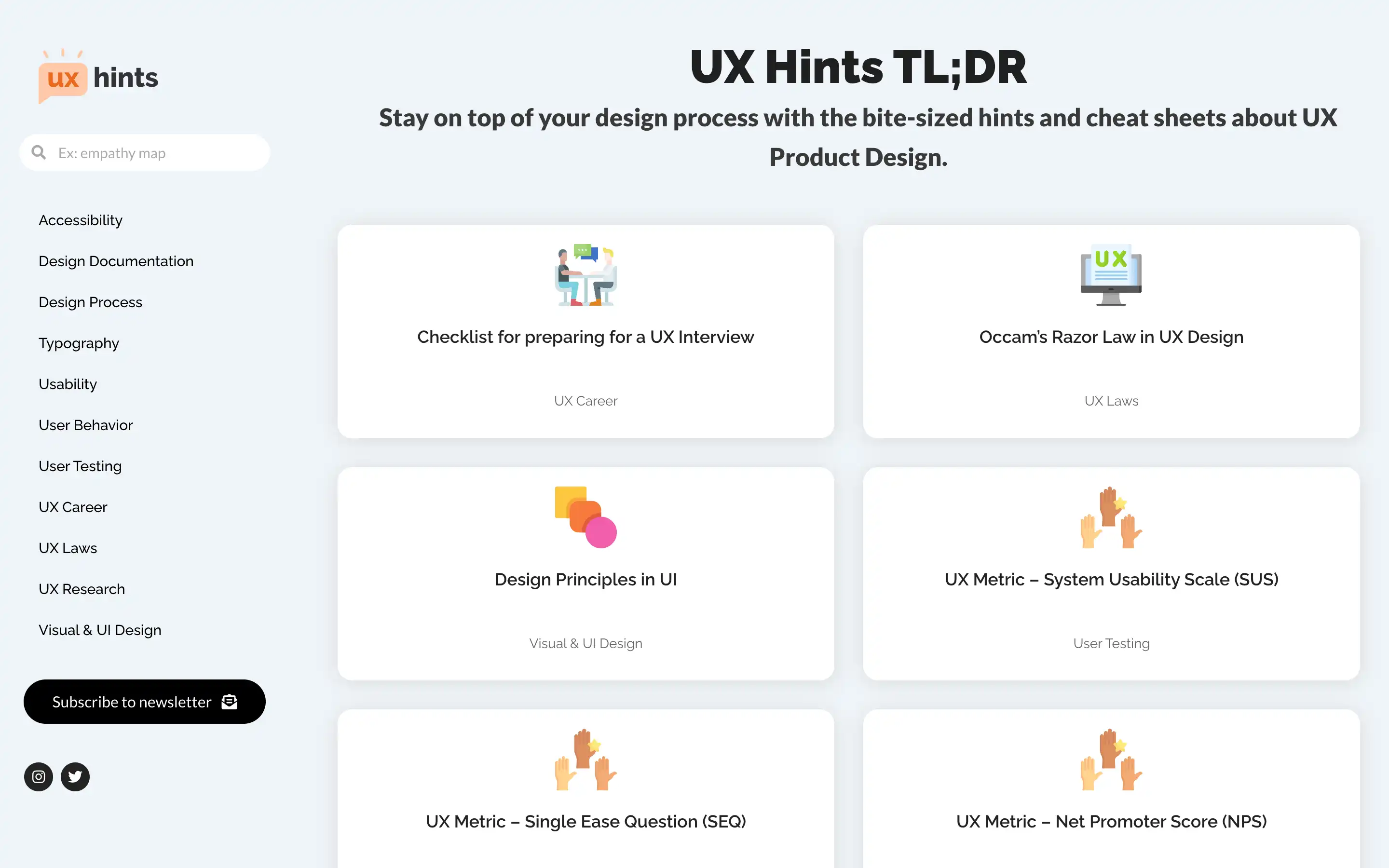 UX design tips, checklists, and principles overview.
