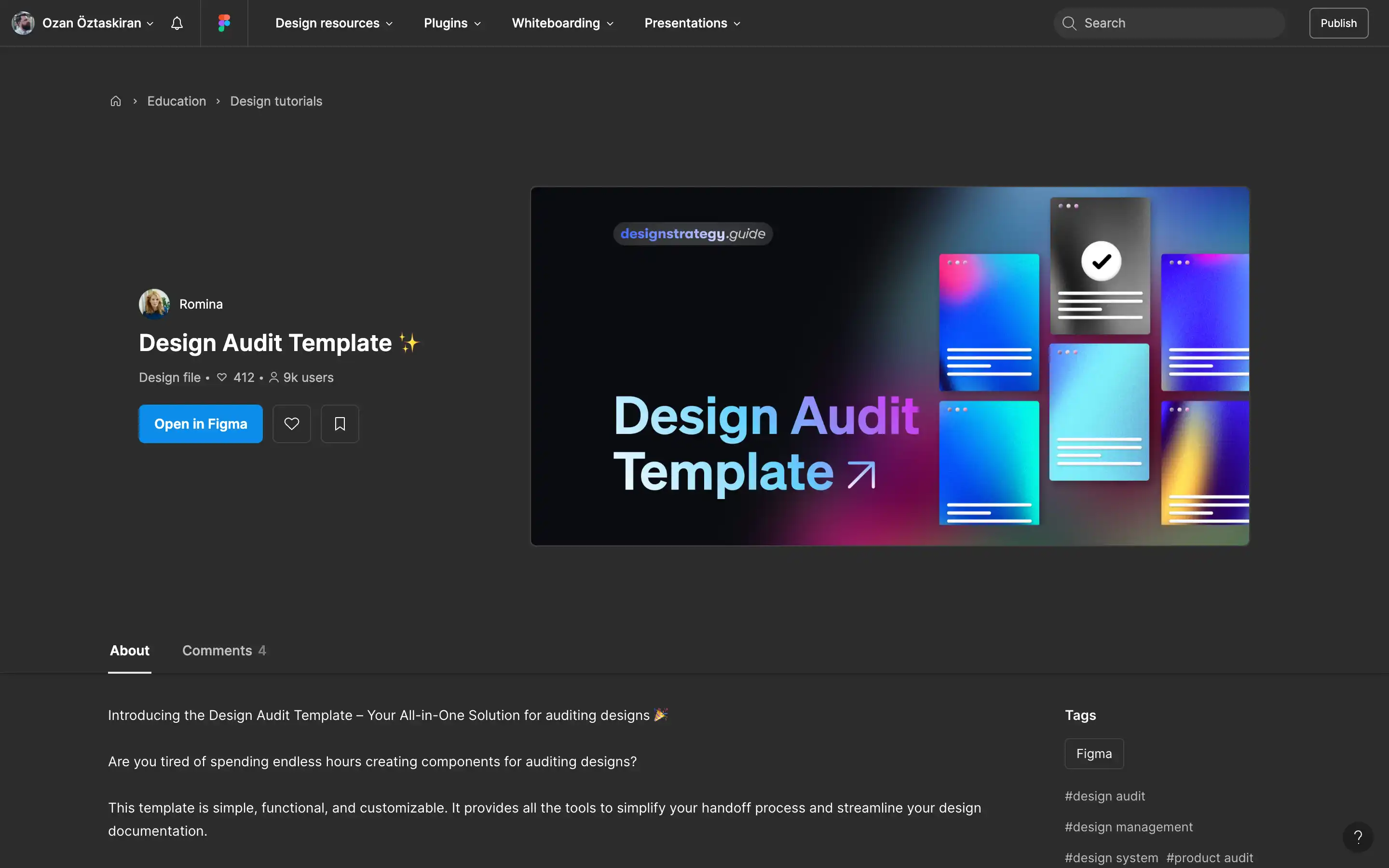 Figma Design Audit Template for design evaluation