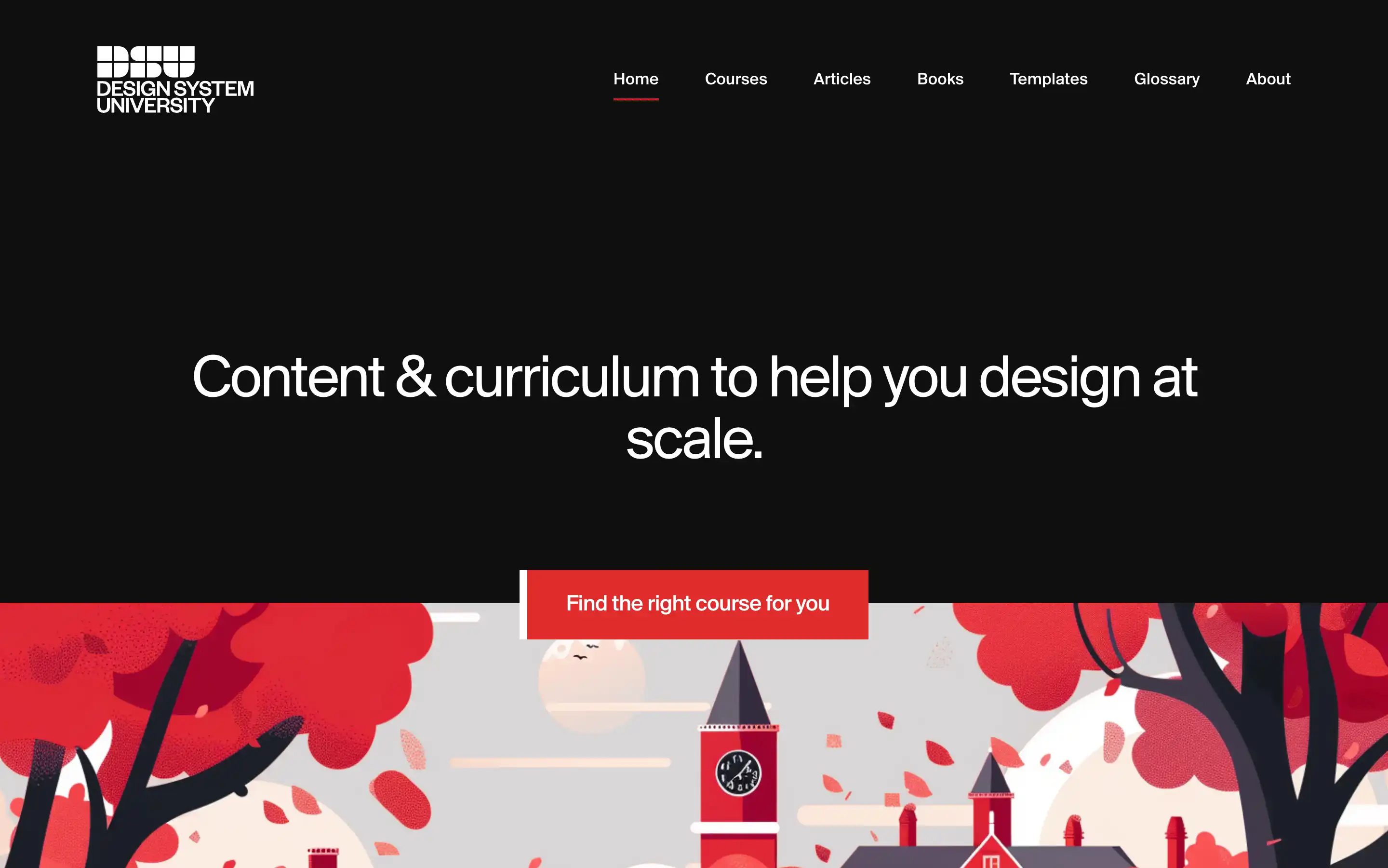 Design System University website homepage screenshot.