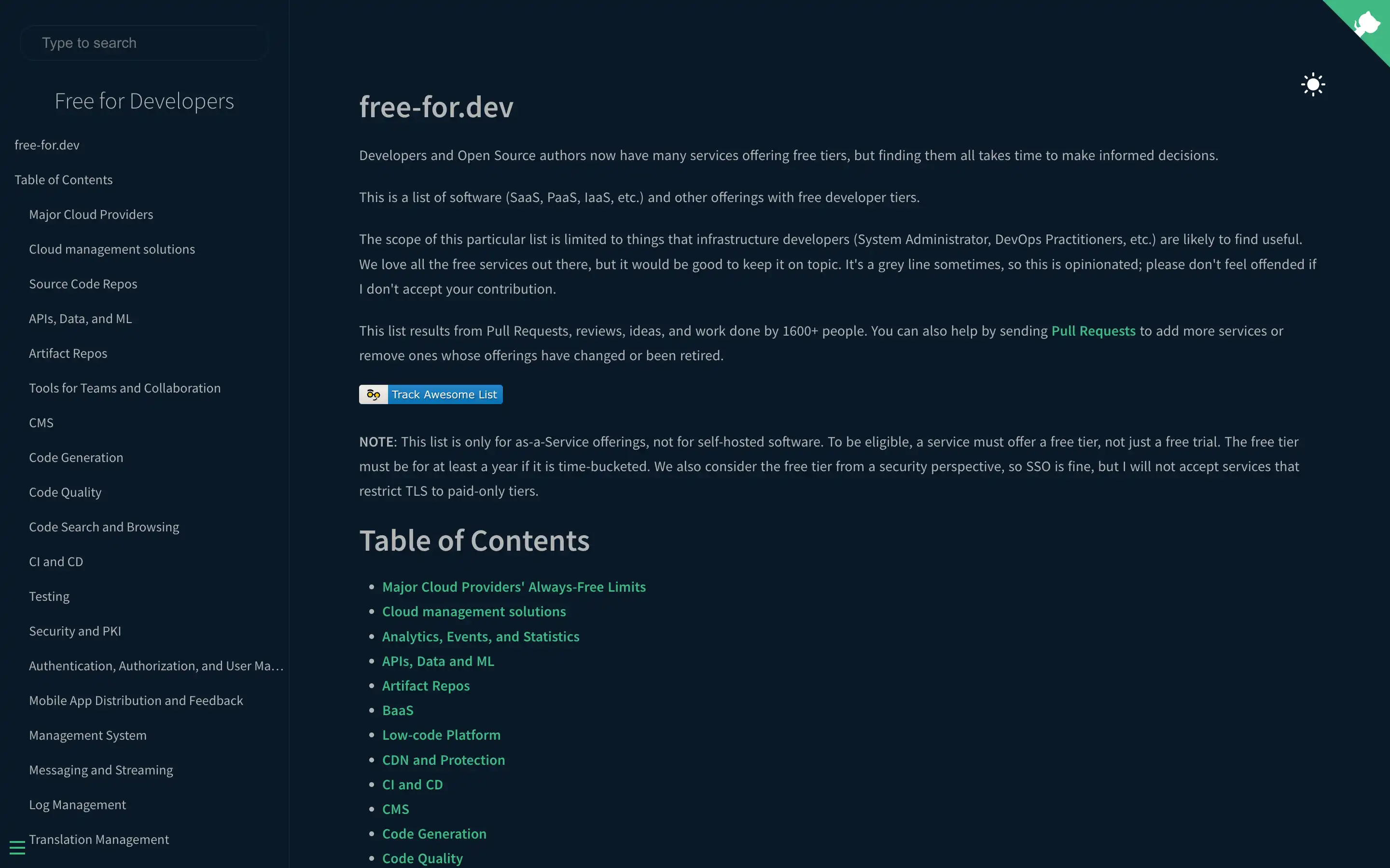 List of free developer software and services.
