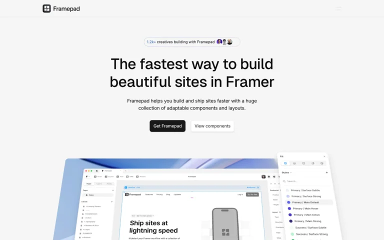 Framepad: Framer Component Library, Templates & Frameworks