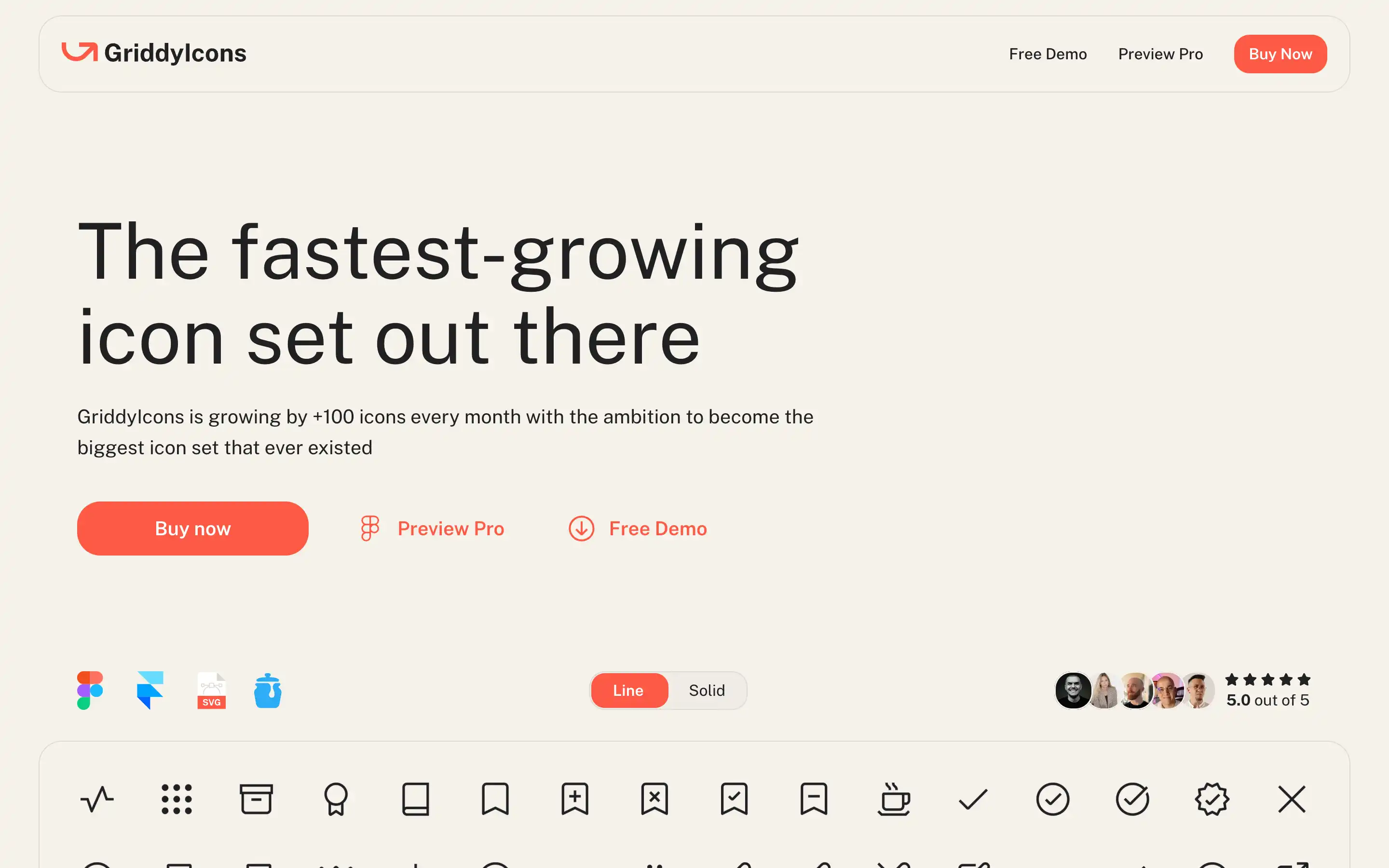 GriddyIcons: Fast-growing icon set with monthly updates.