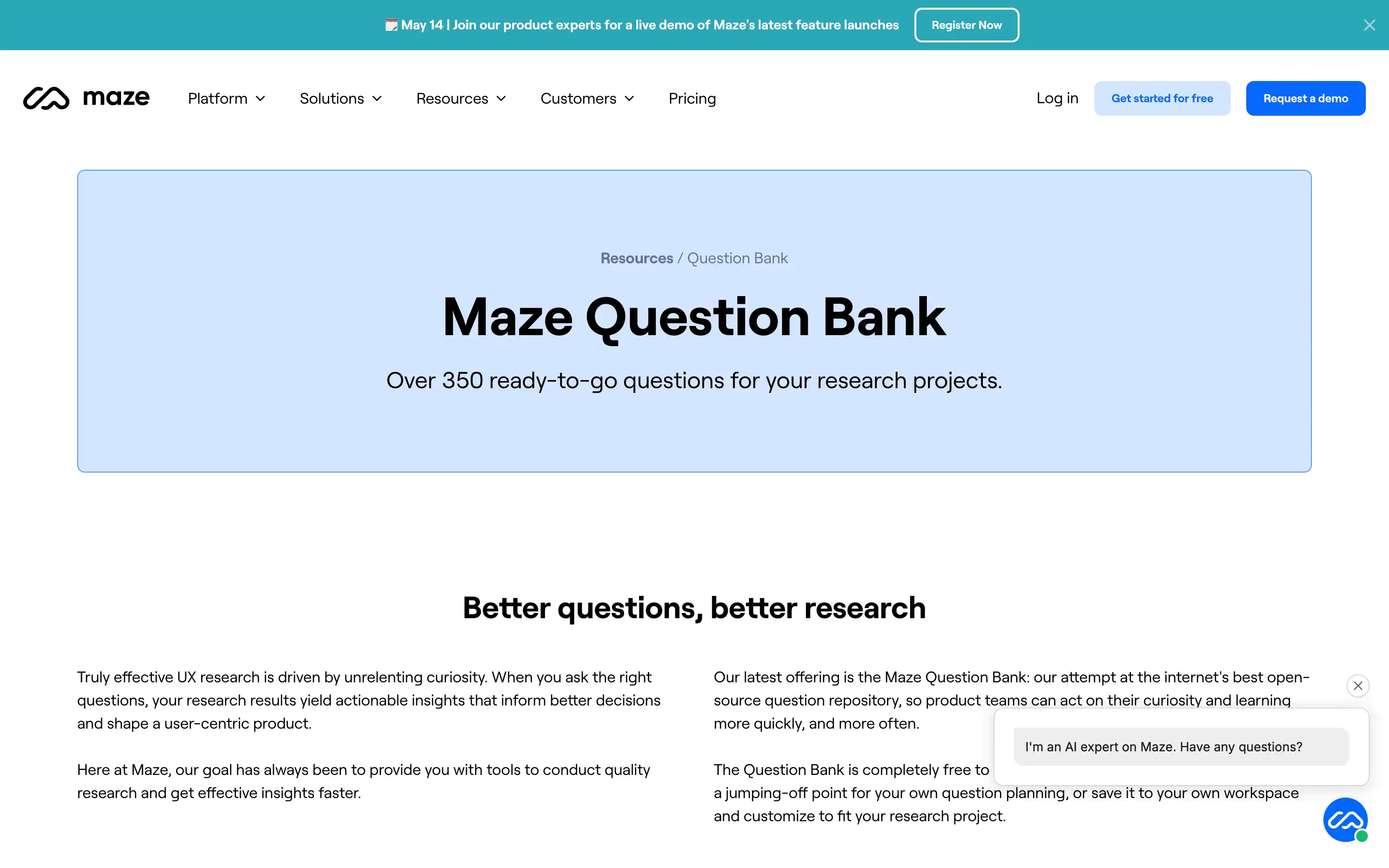 Maze Question Bank for research projects assistance