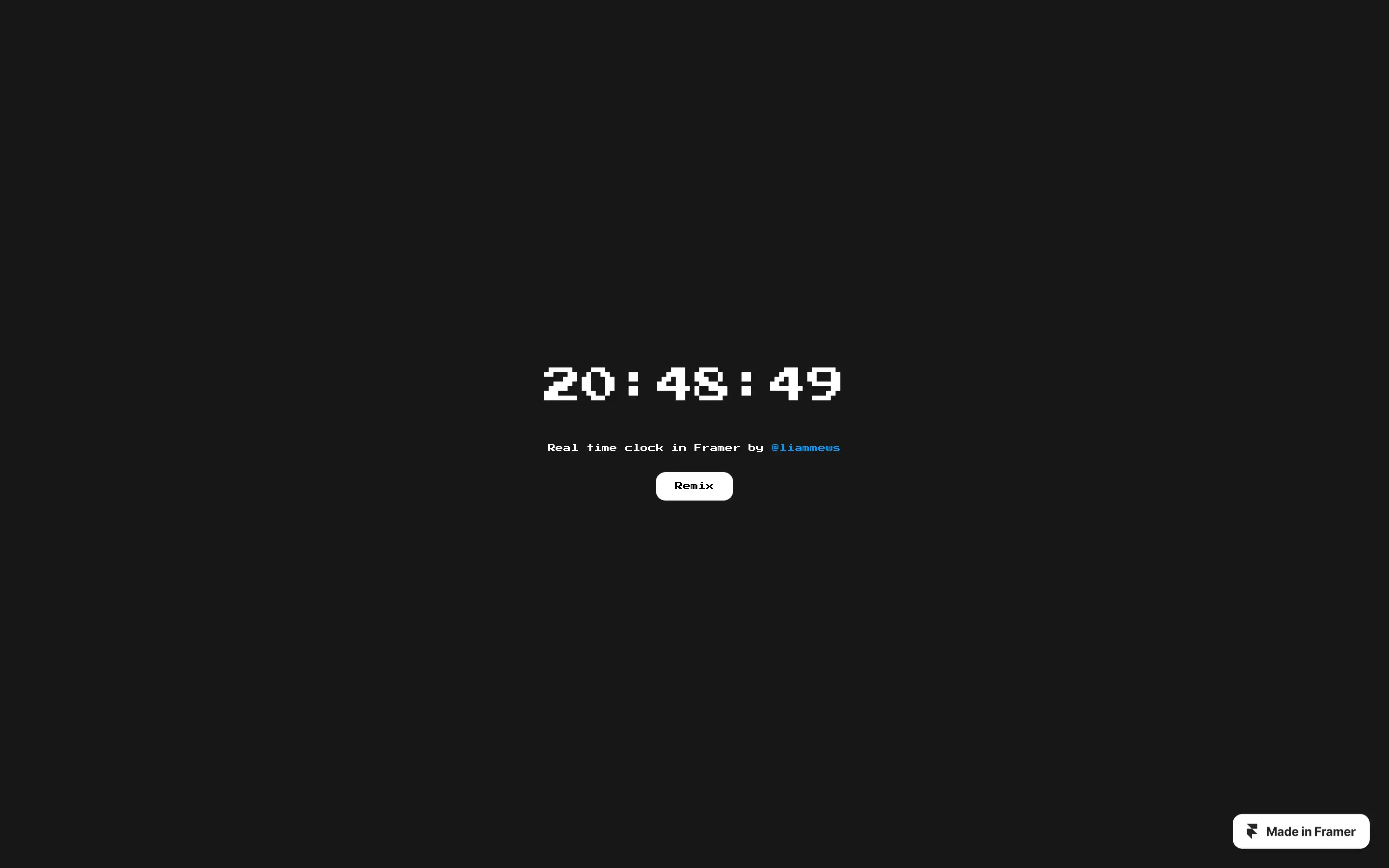 Digital clock displaying real-time in Framer app