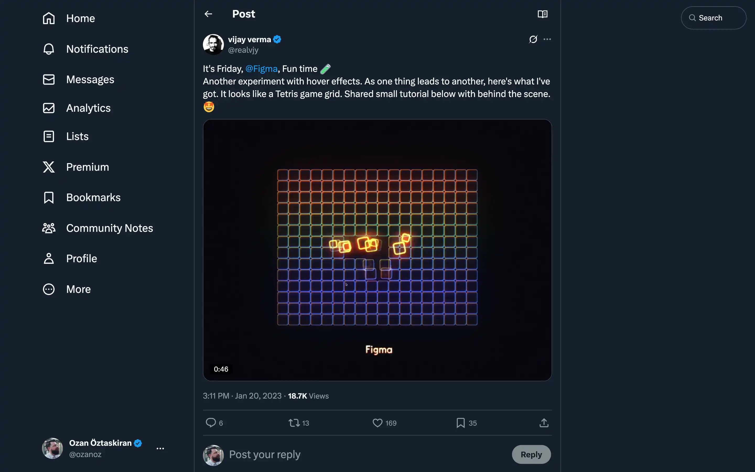 Colorful grid animation resembling Tetris game, Figma experiment.