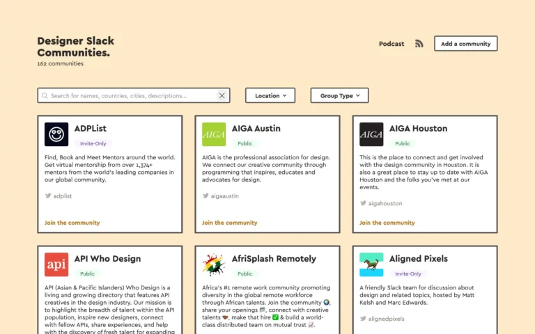 Designer Slack Communities.
