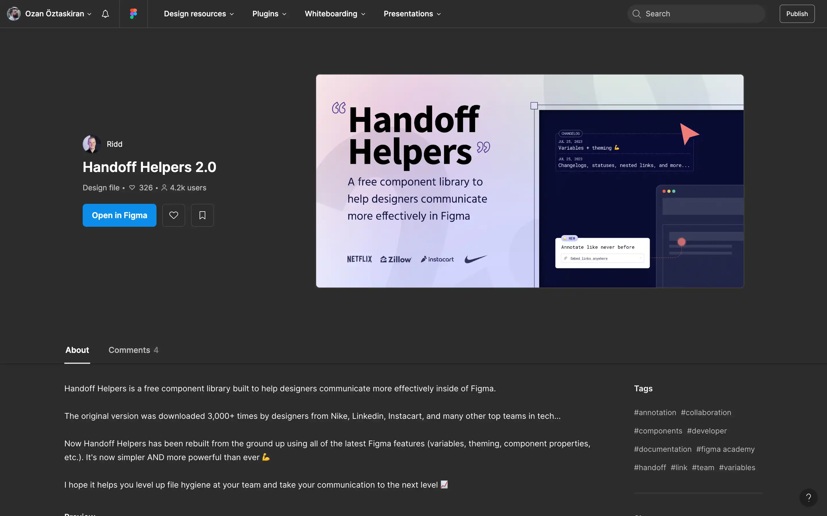 Figma component library for designer collaboration.