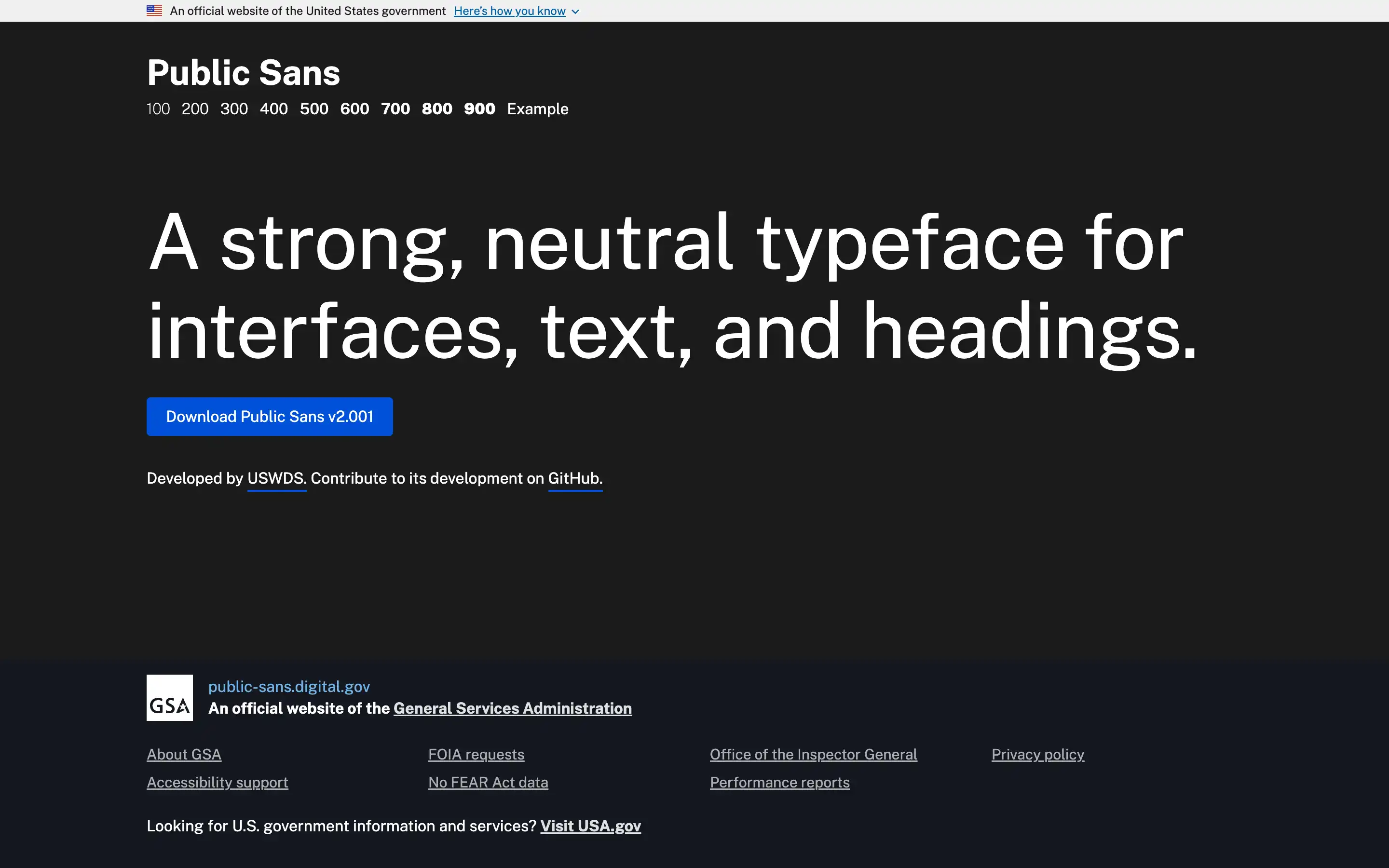 Public Sans typeface for text and interfaces.