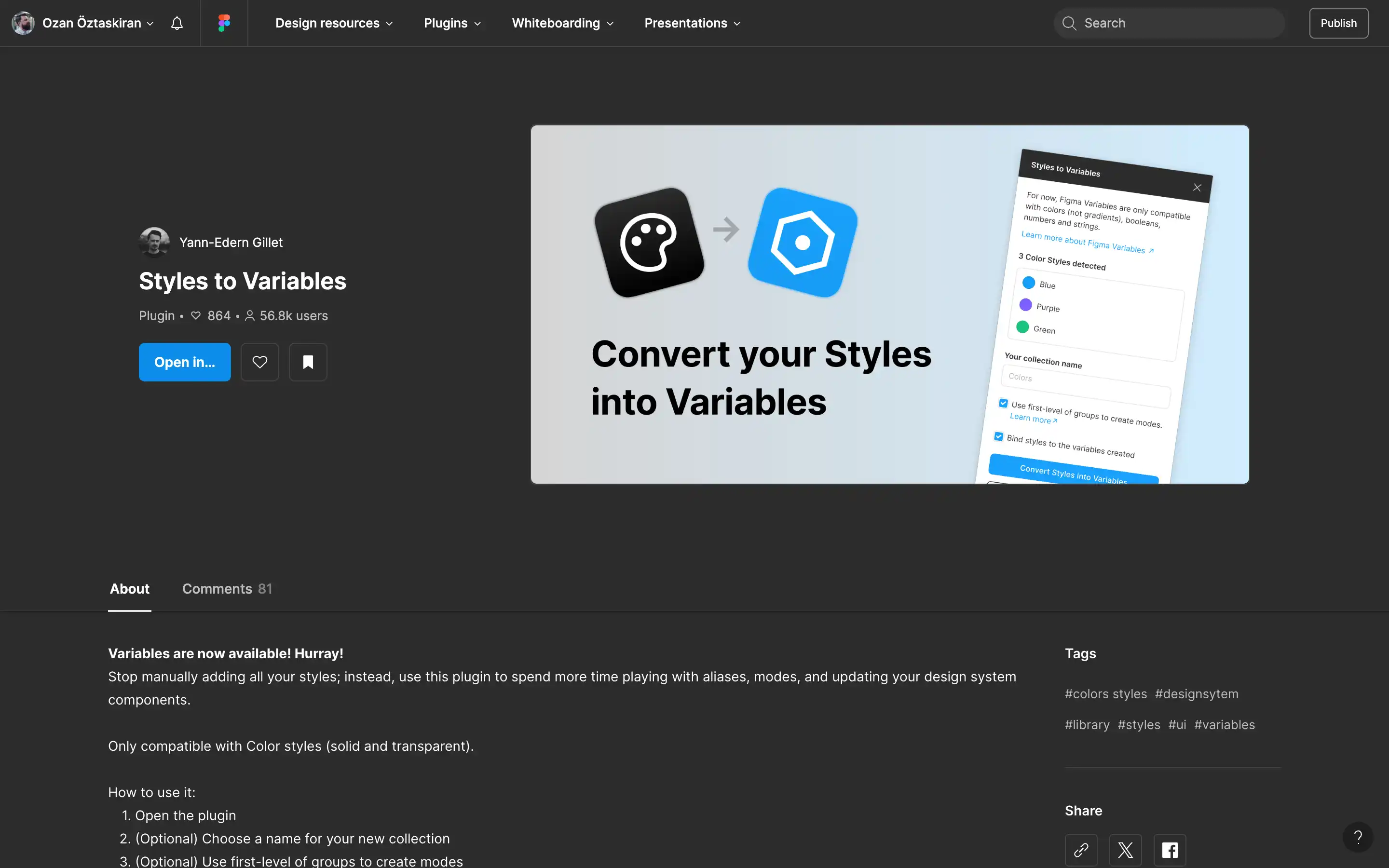 Figma plugin converts design styles into variables.