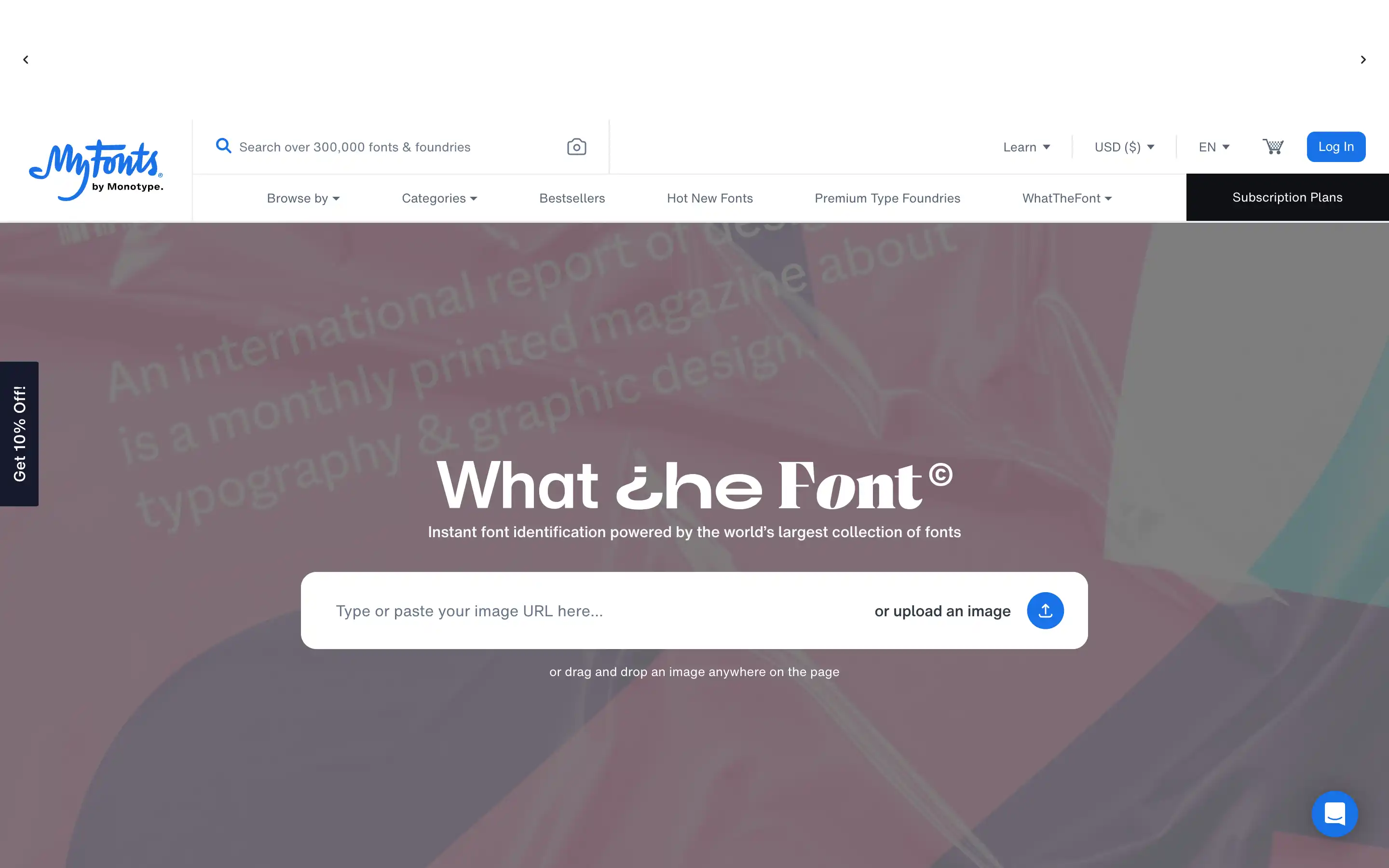 WhatTheFont instant font identification tool homepage