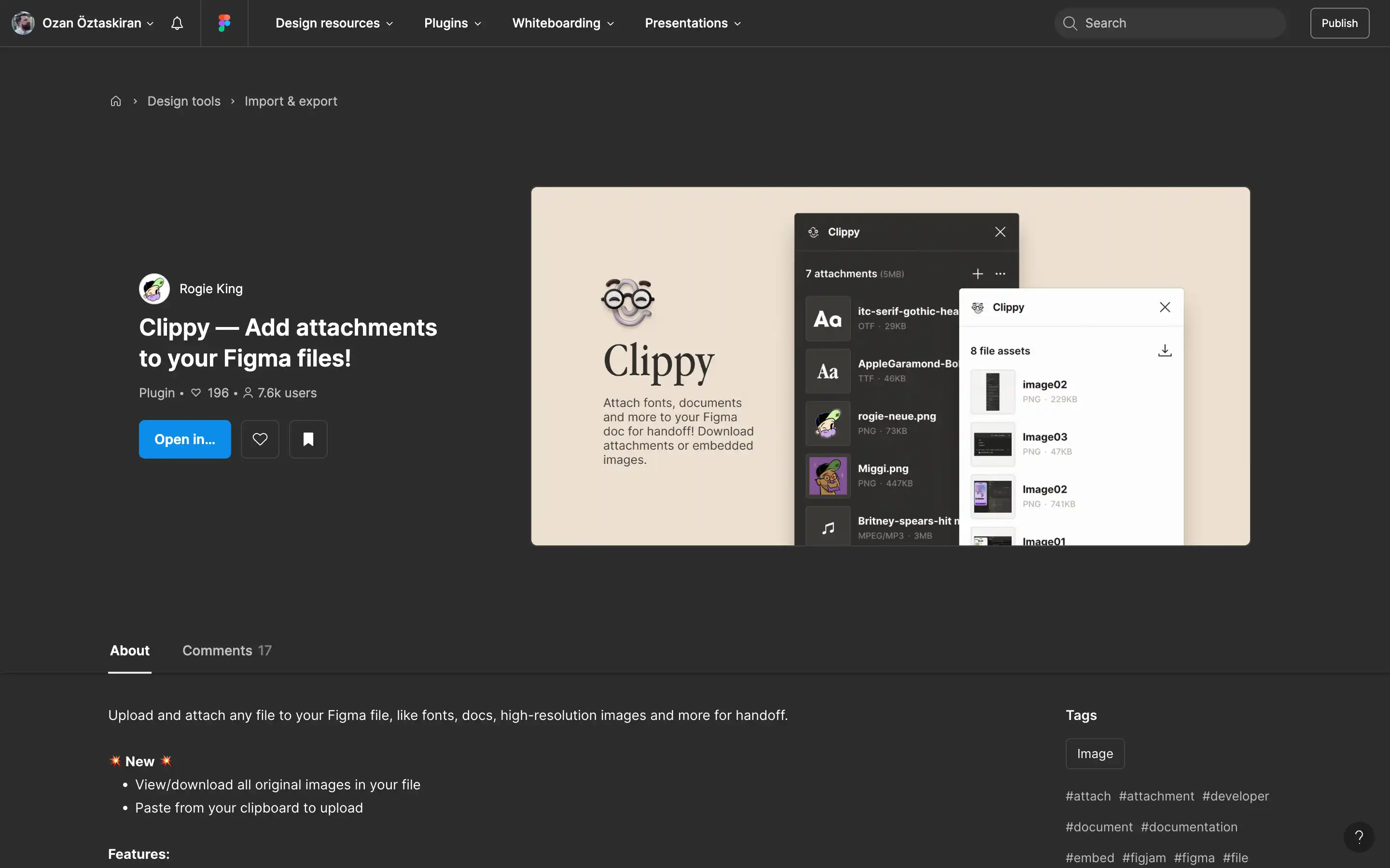Clippy plugin for Figma adds file attachments.
