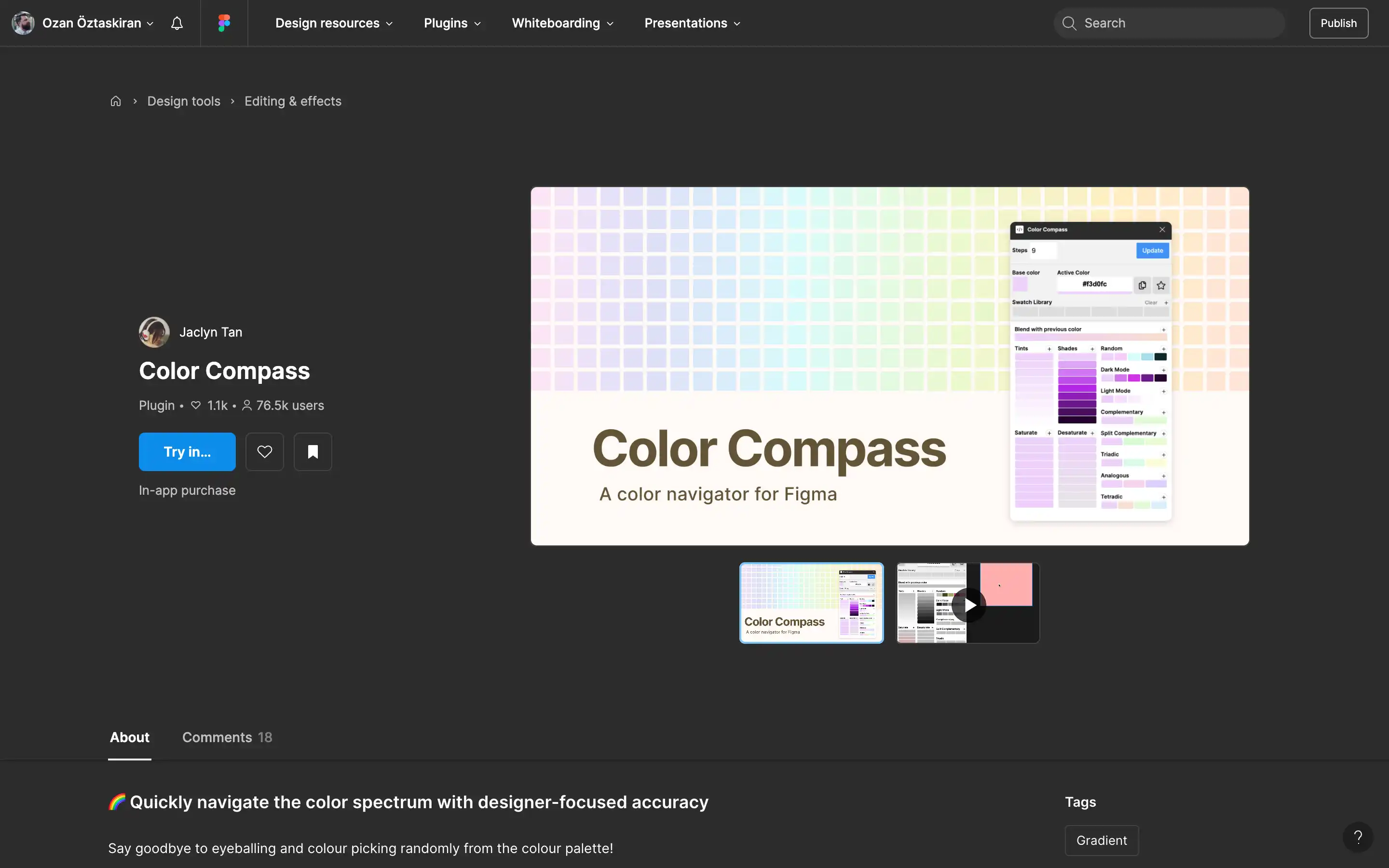 Color Compass plugin for Figma user interface.