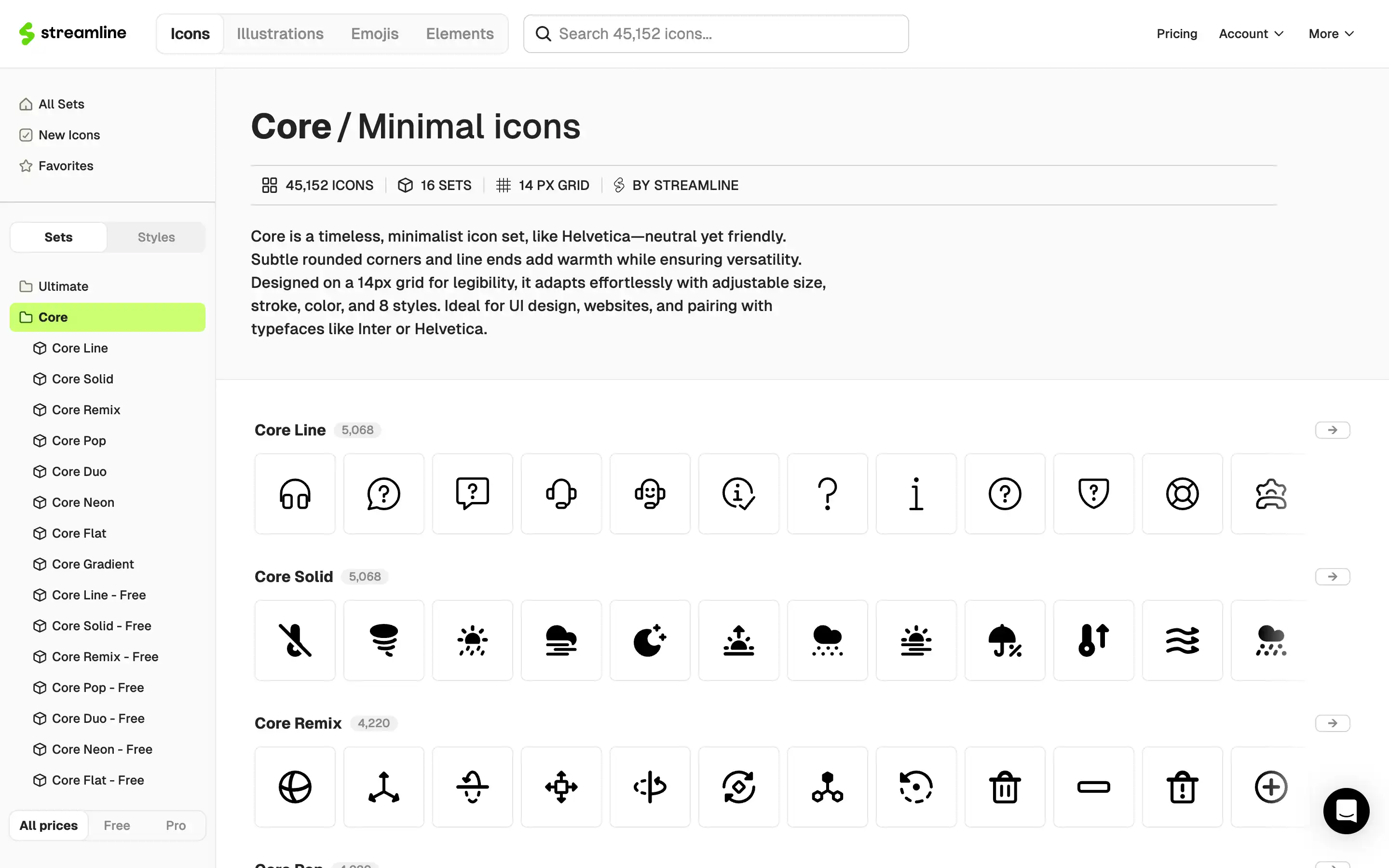 Streamline core minimal icons, versatile and timeless design.