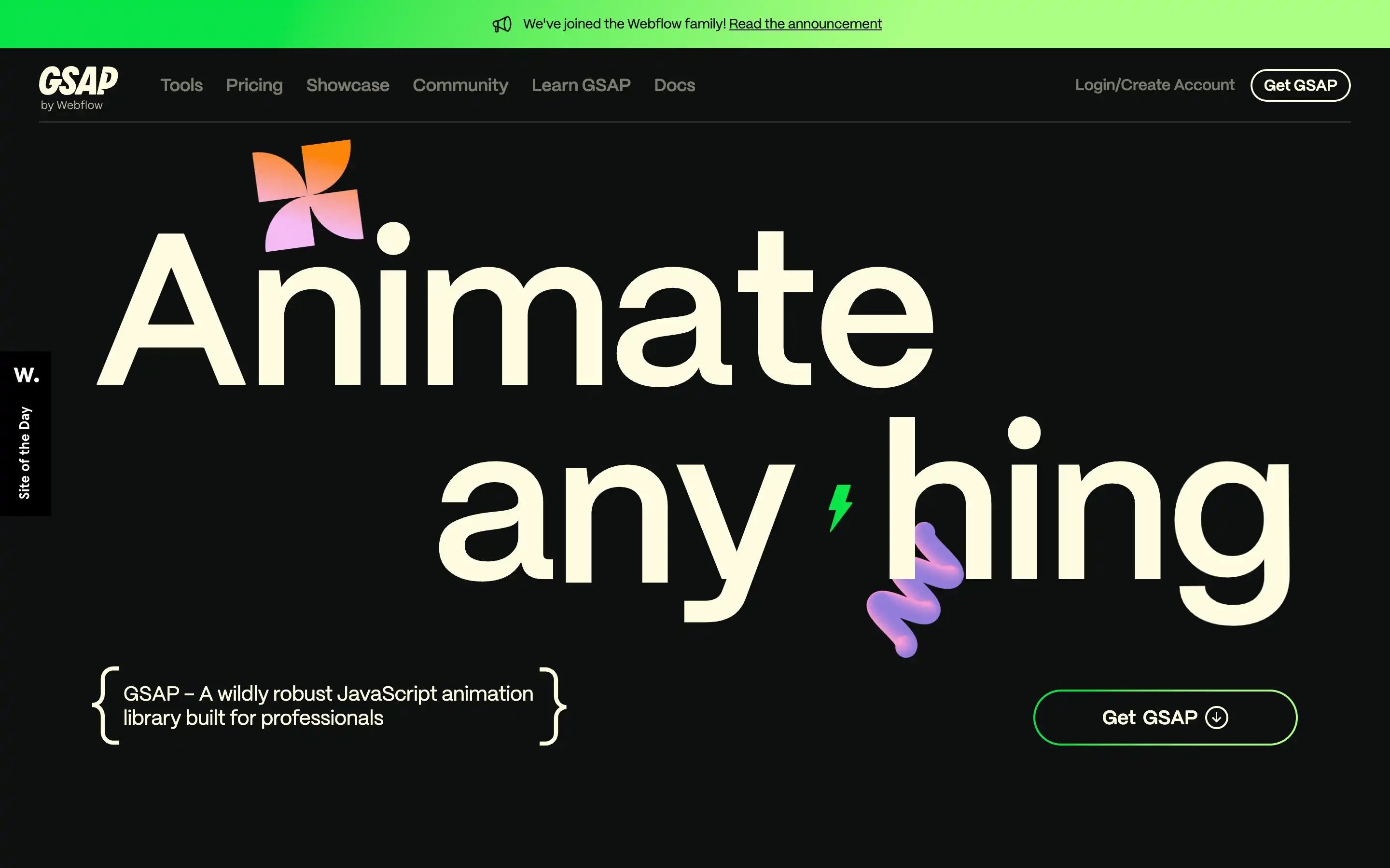 GSAP JavaScript animation library homepage