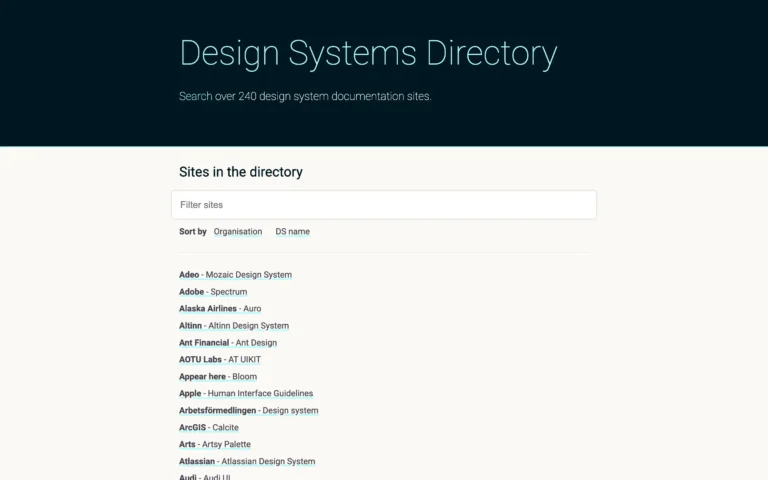 List Design Systems Directory