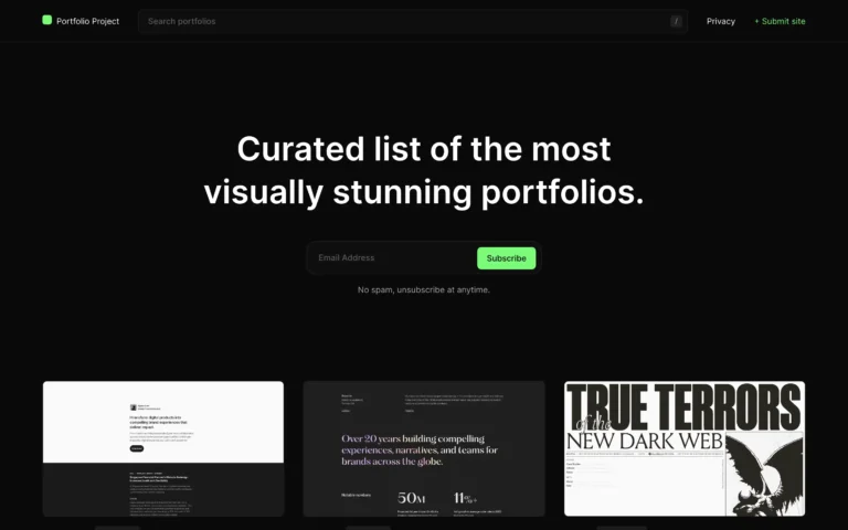 Portfolio Project — Curated list of the most visually stunning portfolios