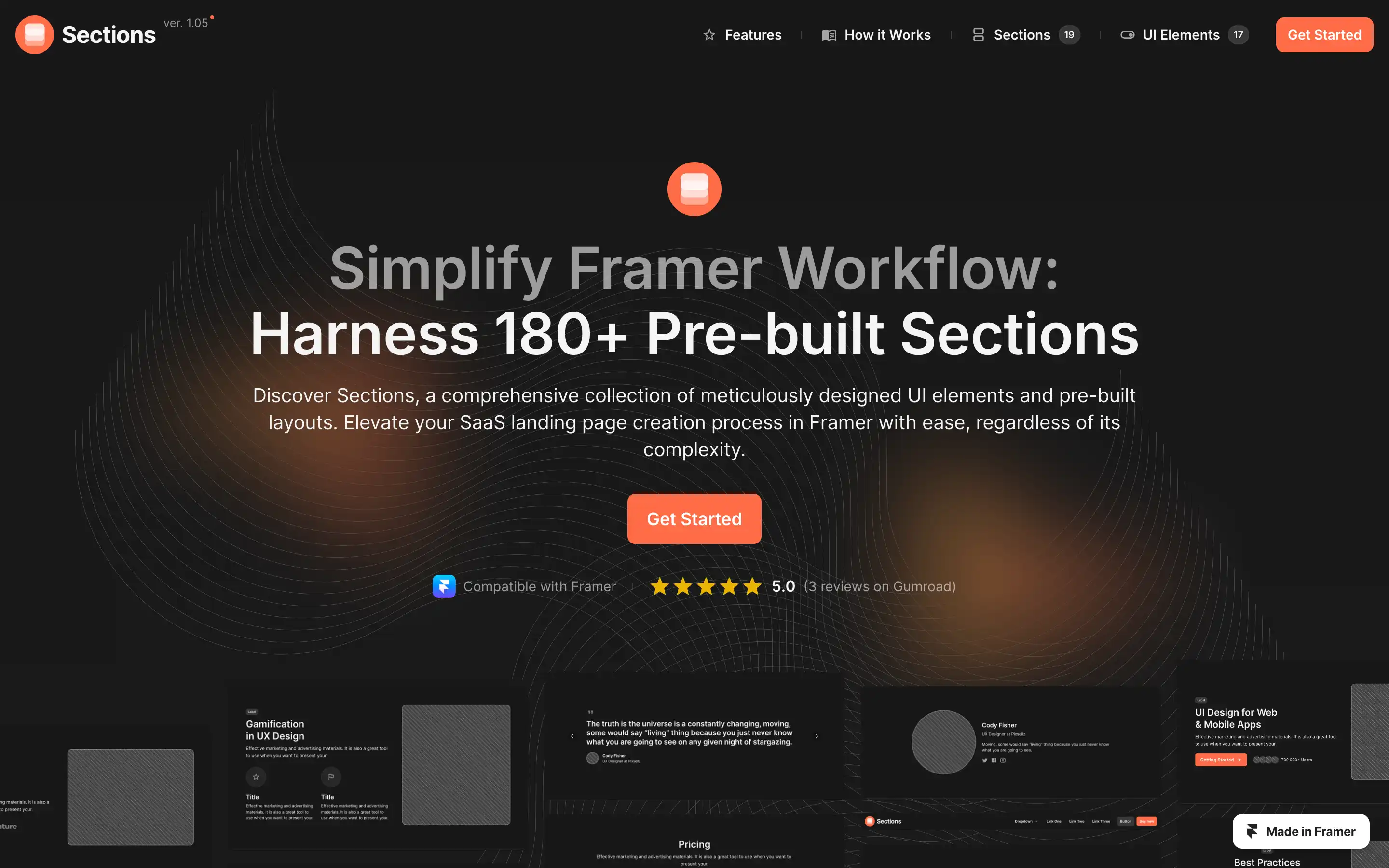 Simplify workflow with pre-built UI sections for Framer.